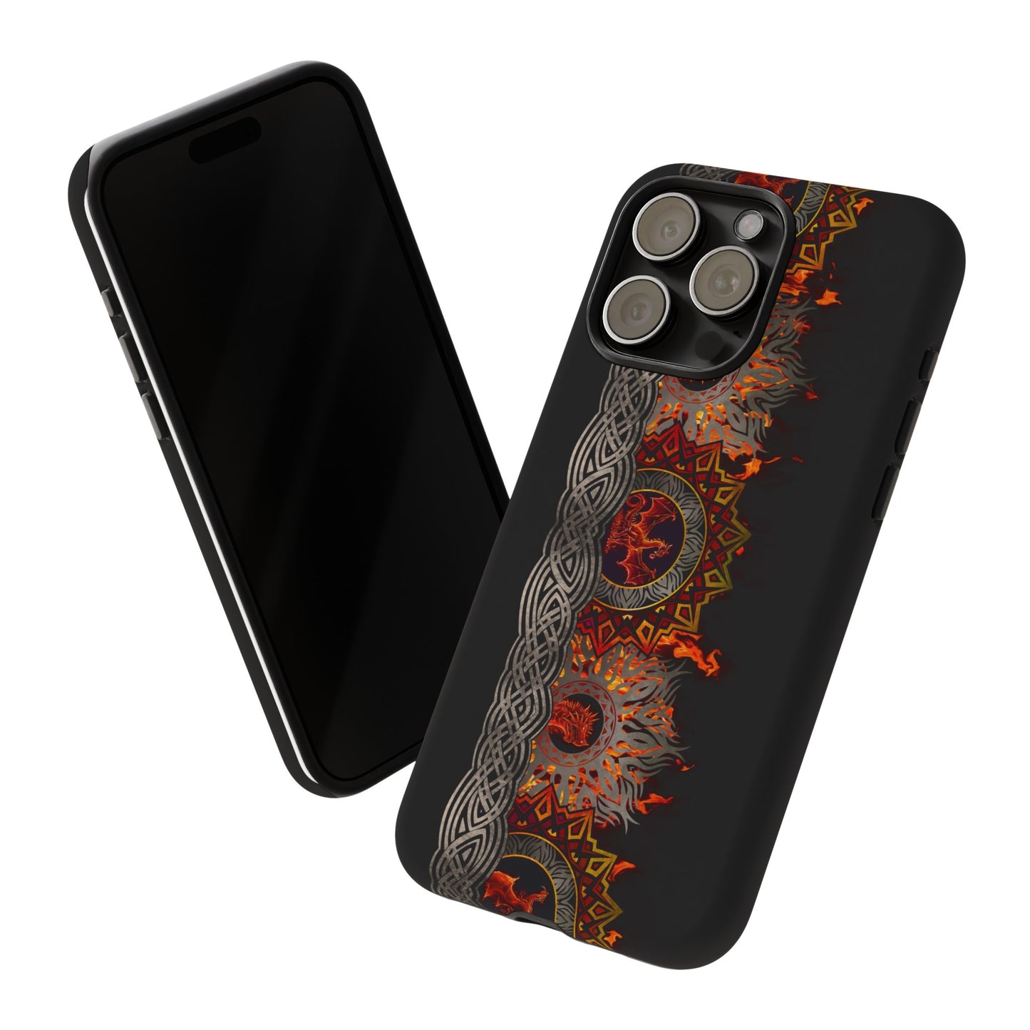 Apple I-Phone 15 (Series)-Tough Case-Phone Case:  Dragons [Red Fury Border]