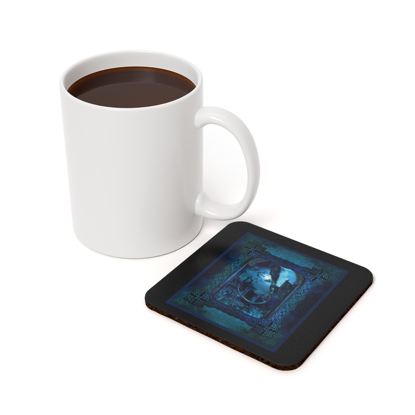 Coaster Set; Cork Backed:  Dragons [Blue Fury Panel]