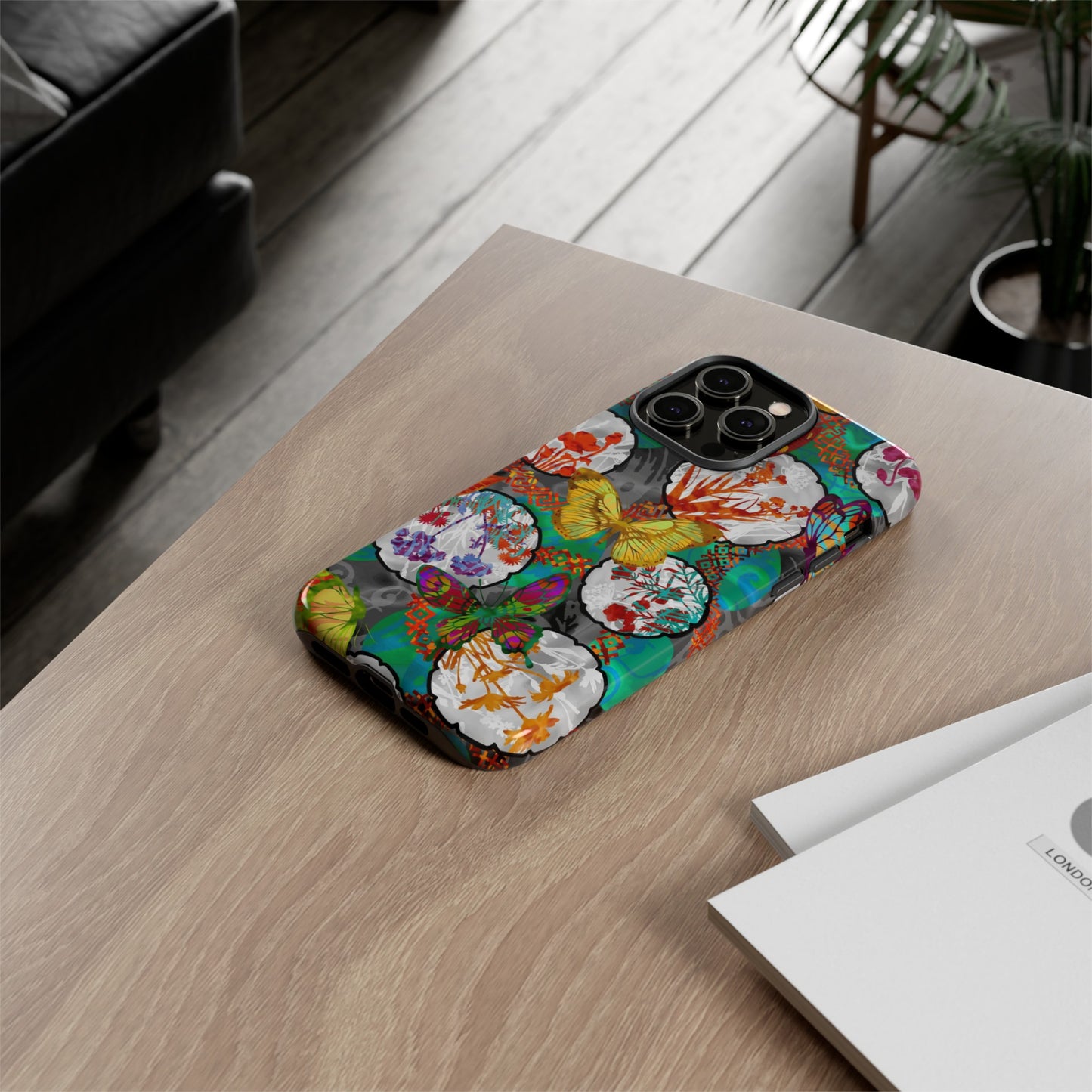 Apple I-Phone 14 (Series)-Tough Case-Phone Case:  Dreamscapes [Teal Butterflies]