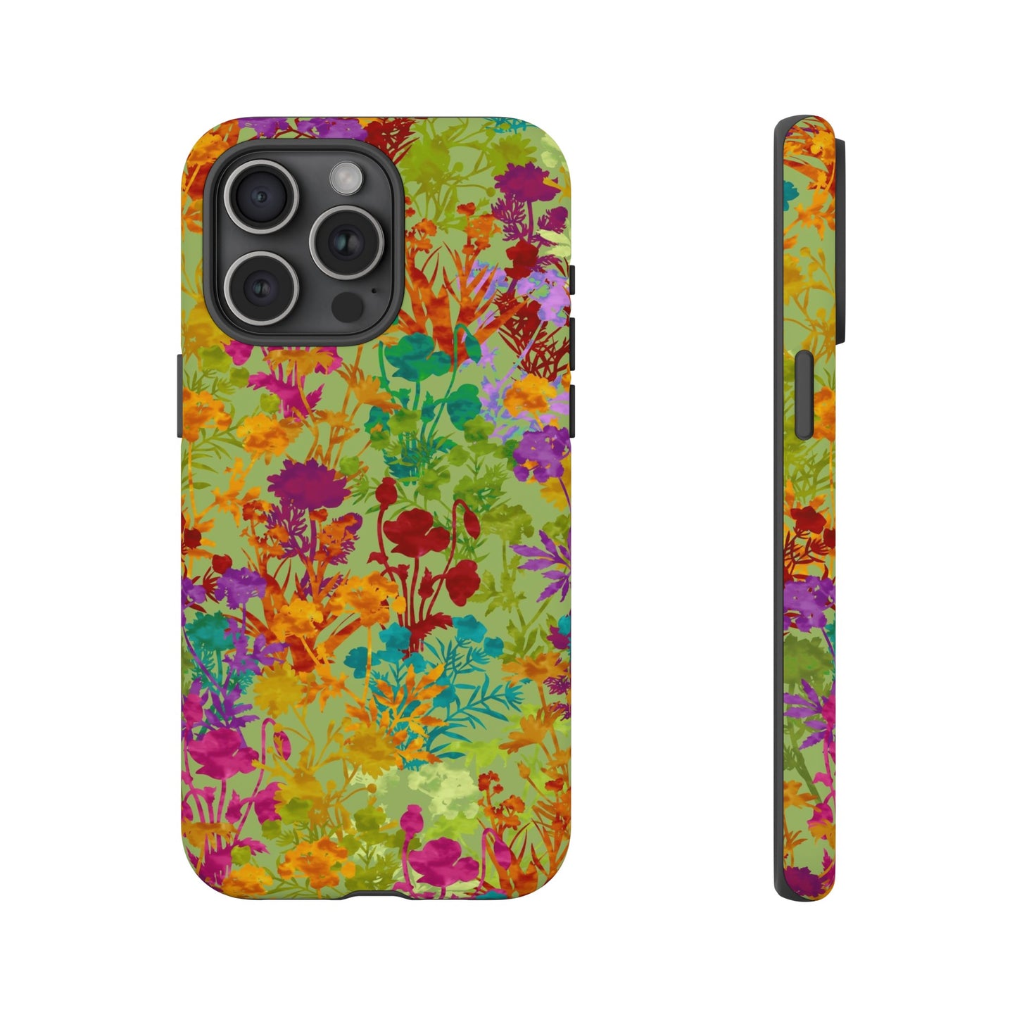 Apple I-Phone 15 (Series) Tough Case-Phone Case:  Dreamscapes [Light Green Field of Flowers]