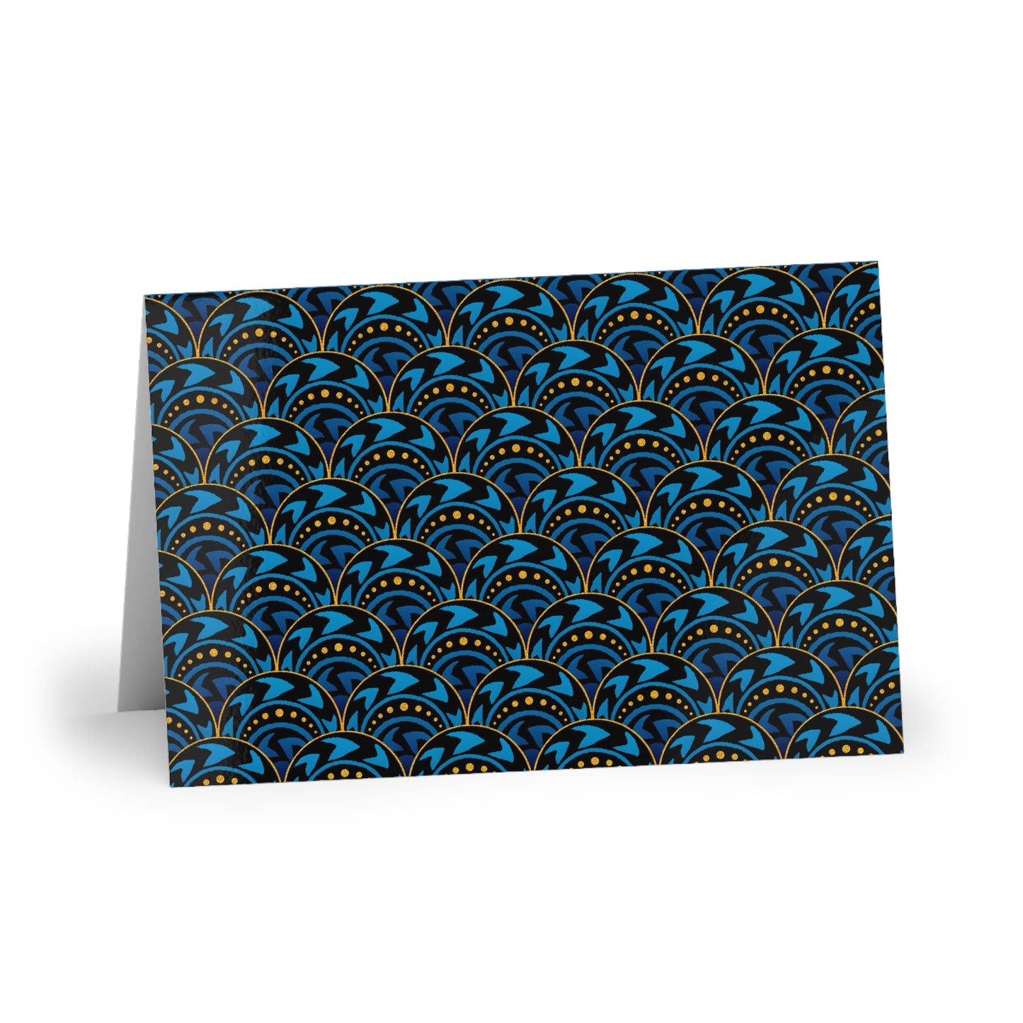 NOTE CARDS: CELSTIAL [Scallops:  Teal/Gold]