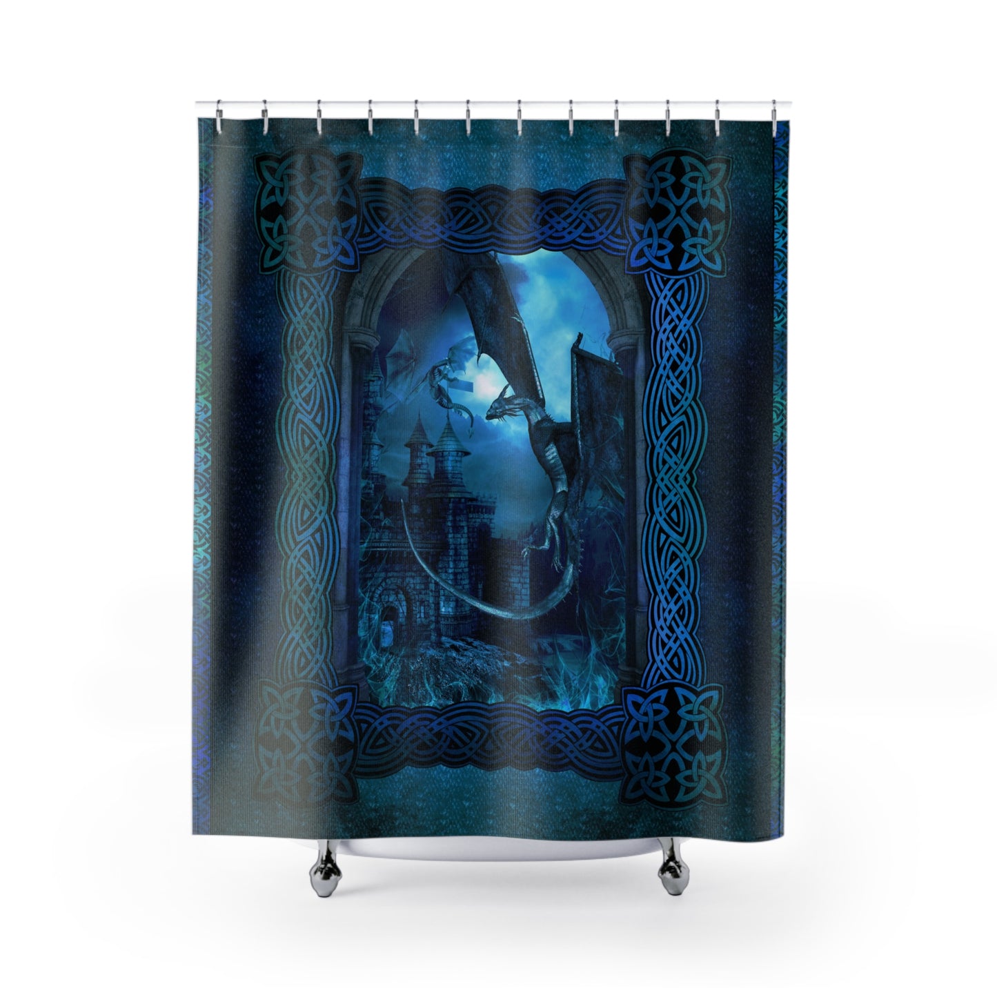 Shower Curtain (71" × 74"):   Dragson [Blue Fury]