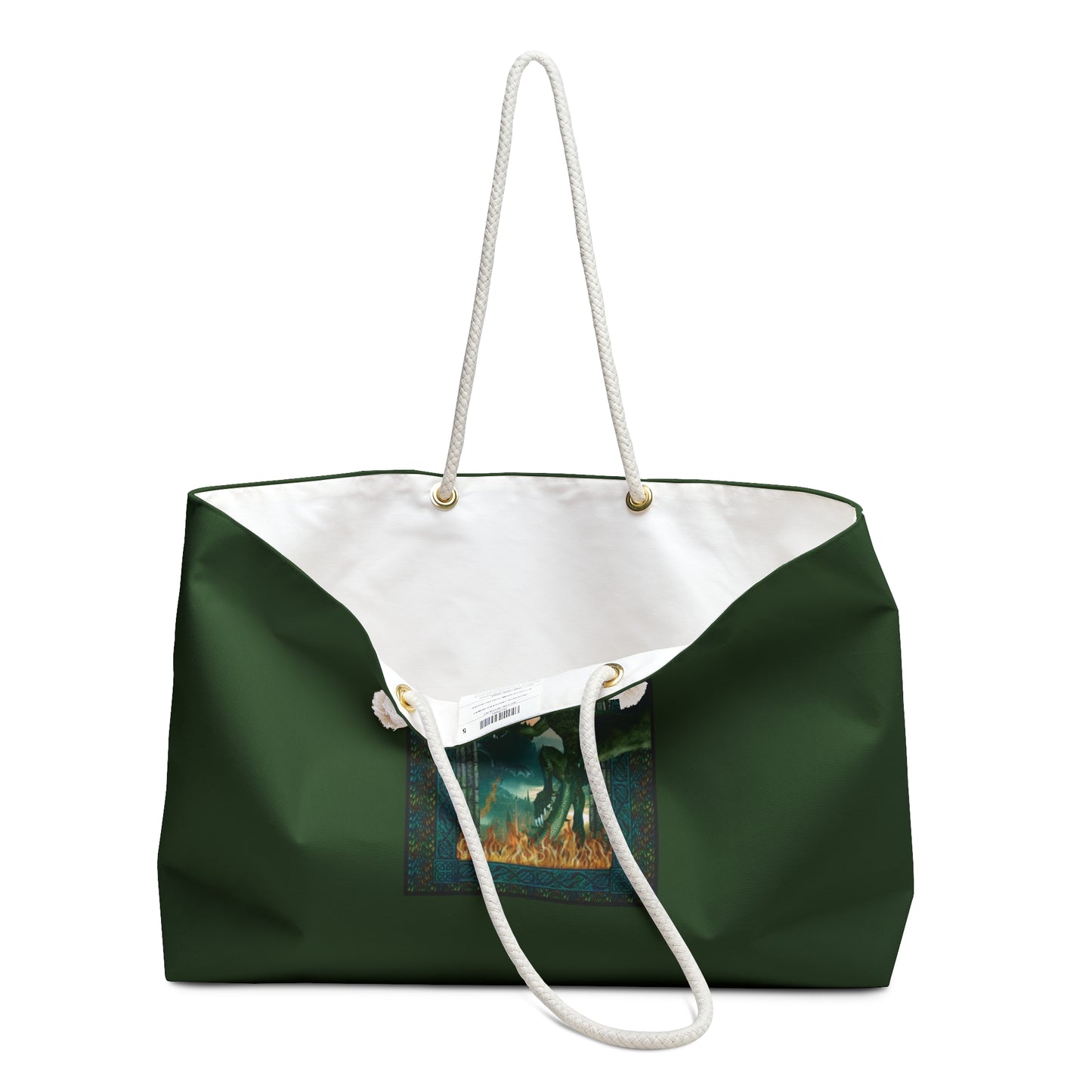 Weekender Tote Bag (Large):  Emerald Dragons [Dragon Panel]