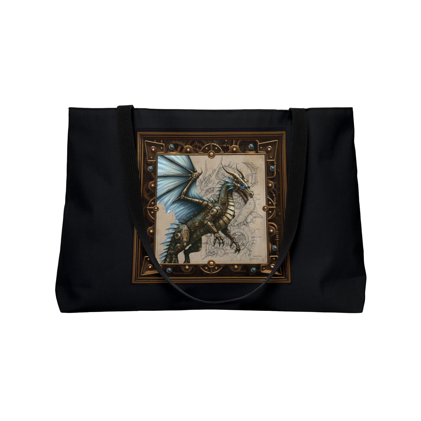 Weekender Tote Bag (Large):  Steampunk Dragons [Dragon Blue Wings]