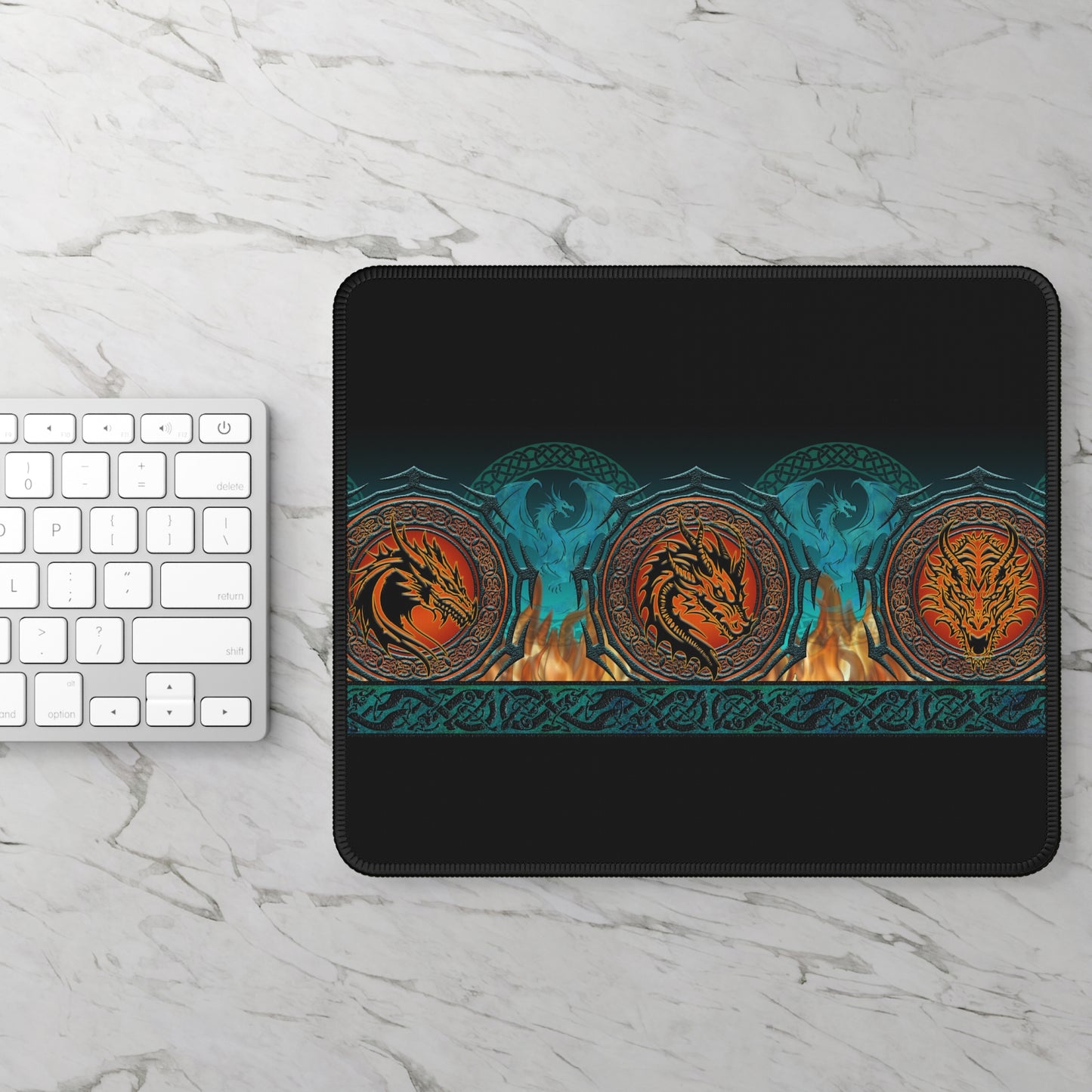 Mouse Pad-Gaming;  9x7:  Emerald Dragon [Dagon Border]