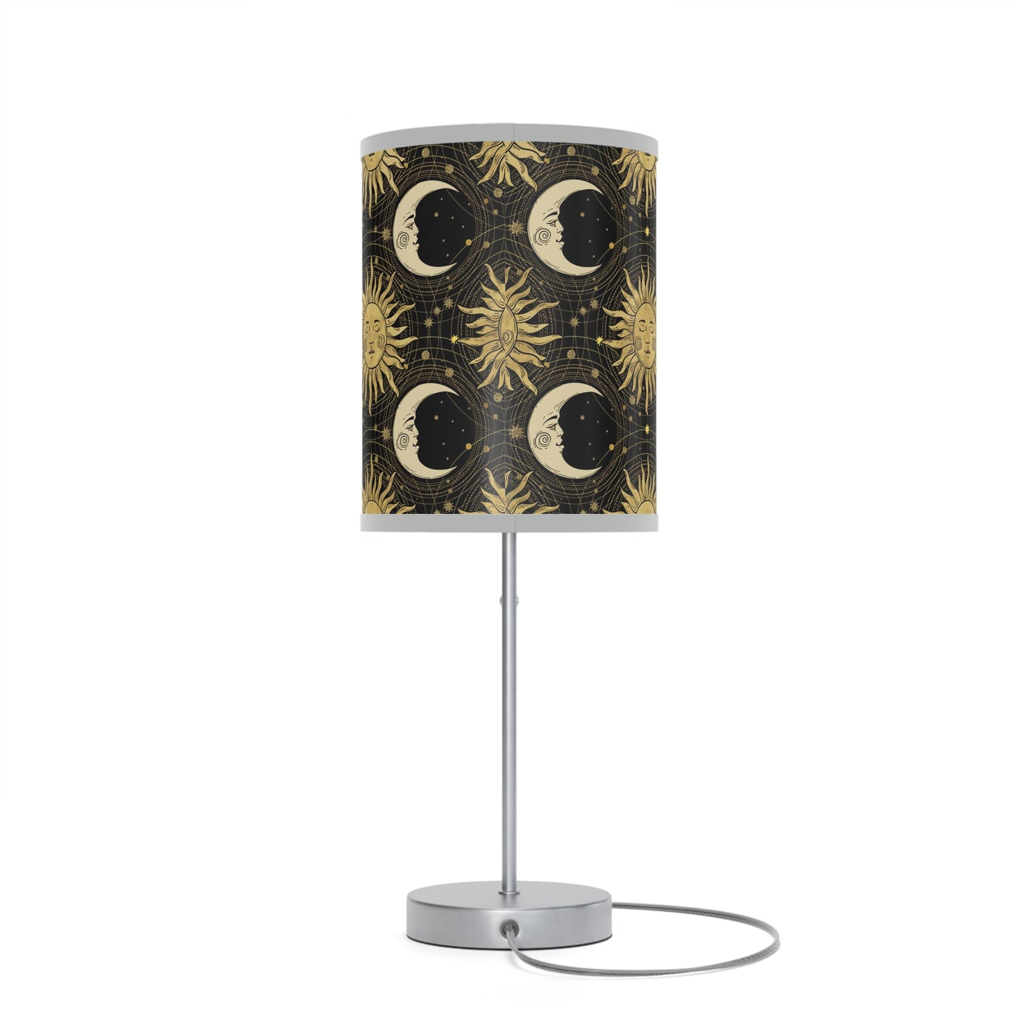 Table Lamp: Silver Base - The Sun, The Moon, and The Stars [Gold Sun and Moons]