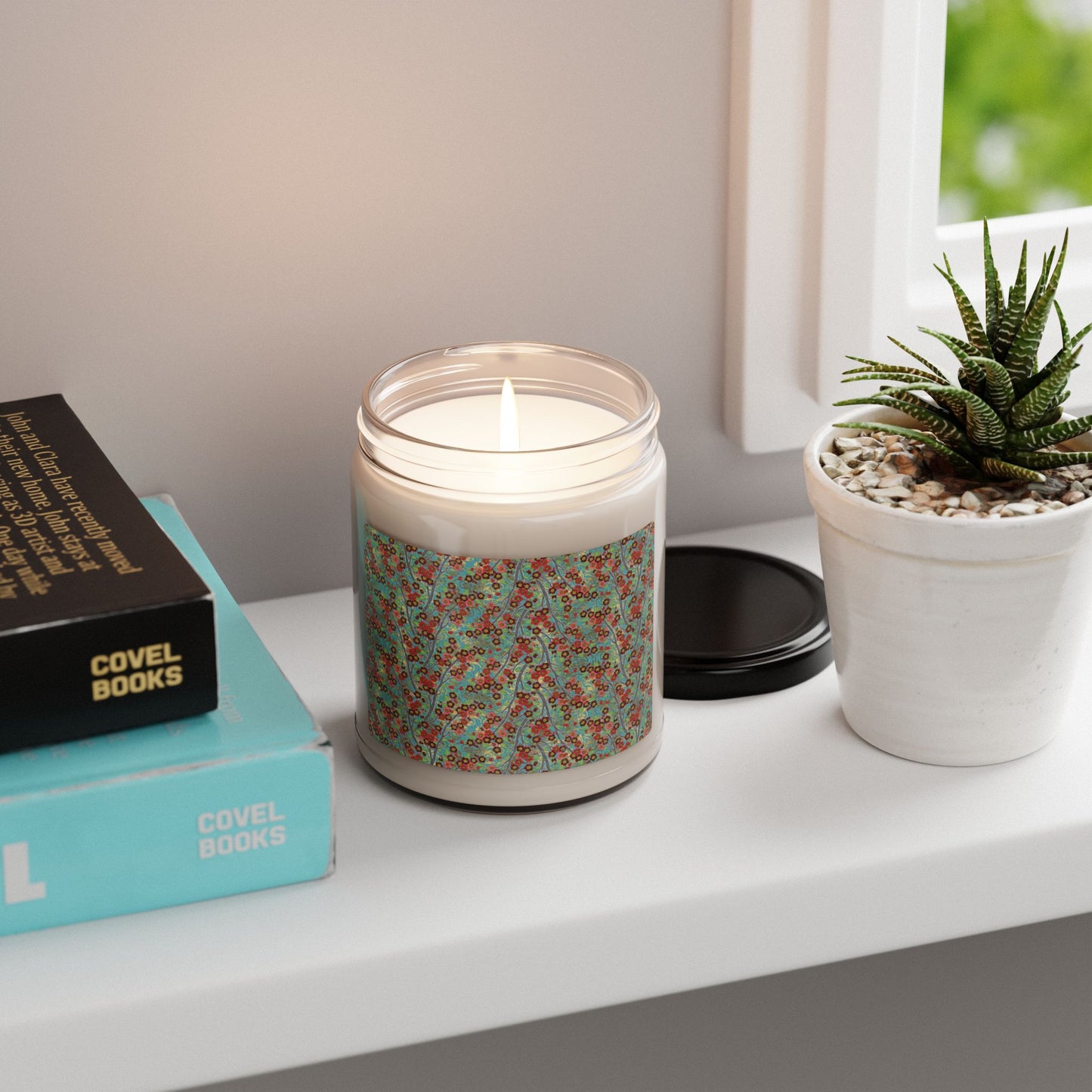 Scented Soy Candle:  Pastiche [Teal Green/Purple Tree Branches]