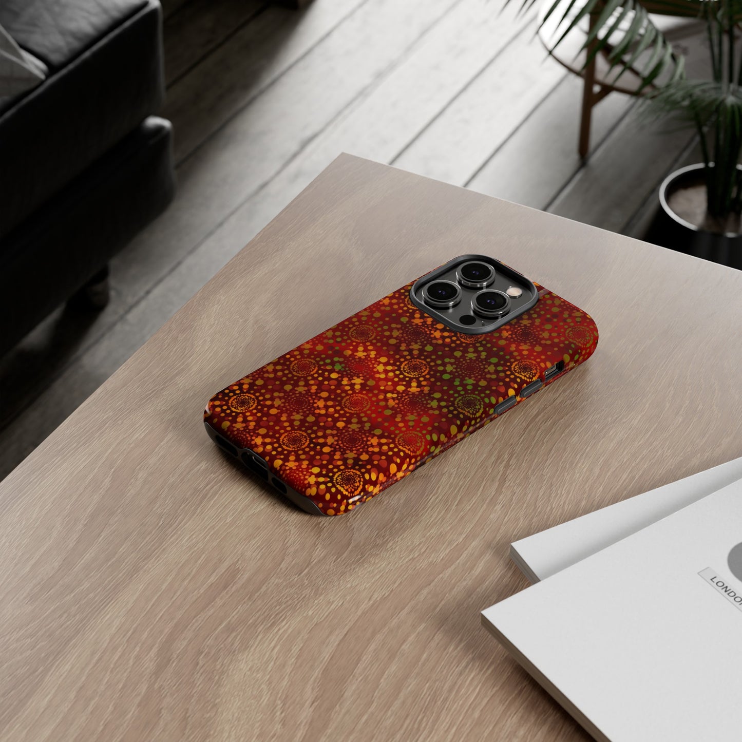 Apple I-Phone 14 (Series)-Tough Case-Phone Case:  Dreamscapes [Red Kaleidoscopes]