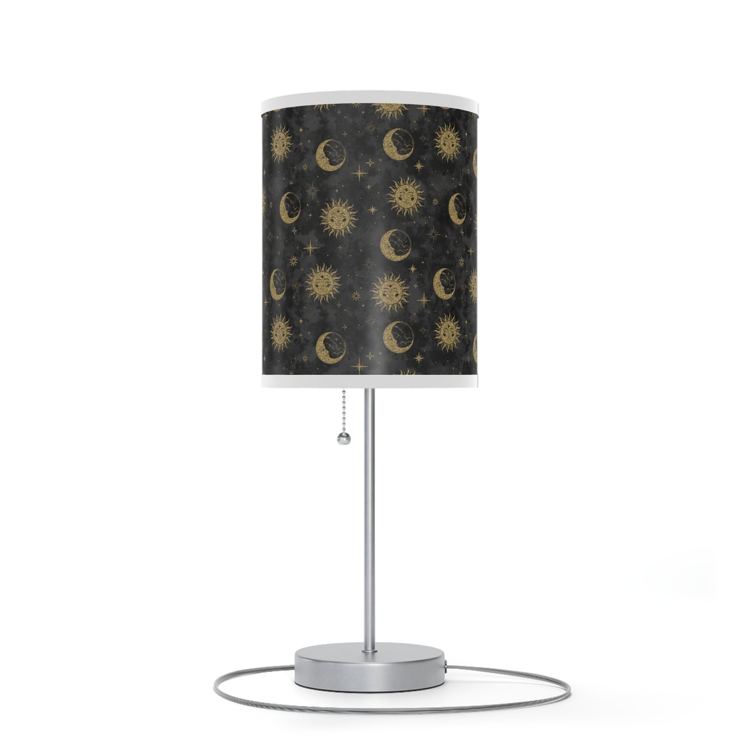 Table Lamp: Silver Base; The Sun, The Moon, and The Stars [Gold Suns and Moons]