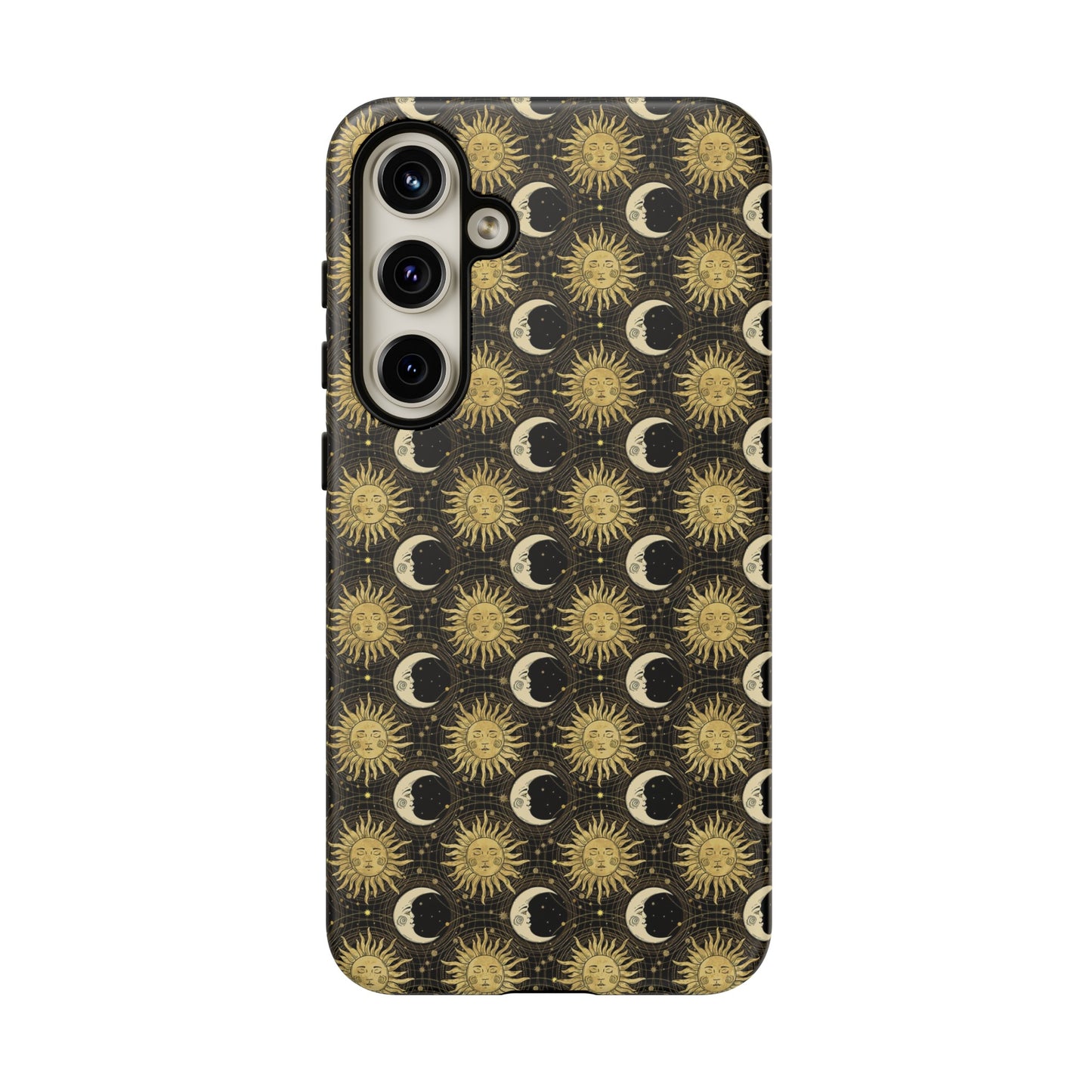 Samsung Galaxy Series Tough Case-Phone Case: The Sun, The Moon, And The Stars [Gold Sun, Moon Face]