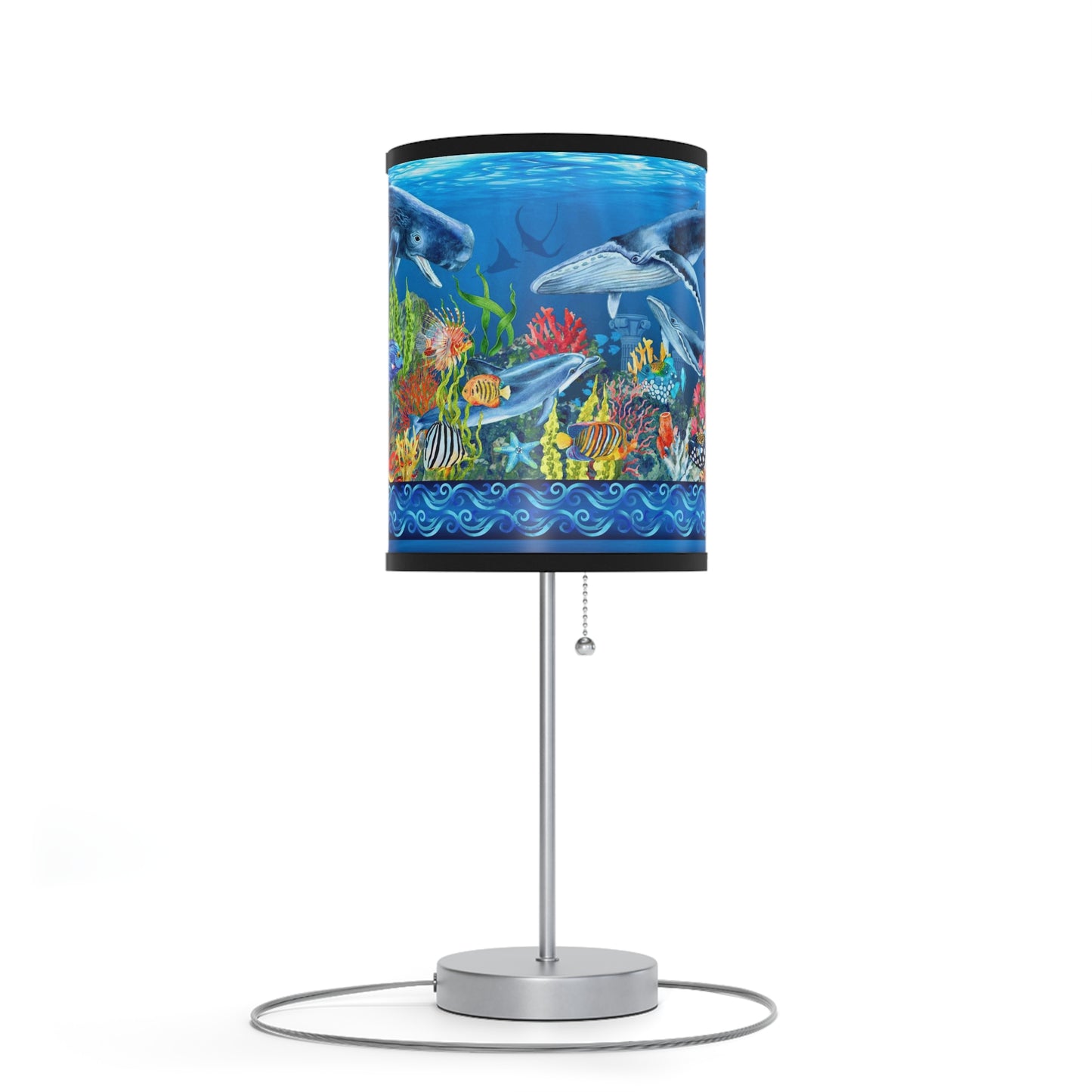 Table Lamp: Silver W/Black/Whitte/Grey Trim; The Sun, The Moon, and The Stars [Sun Panel]