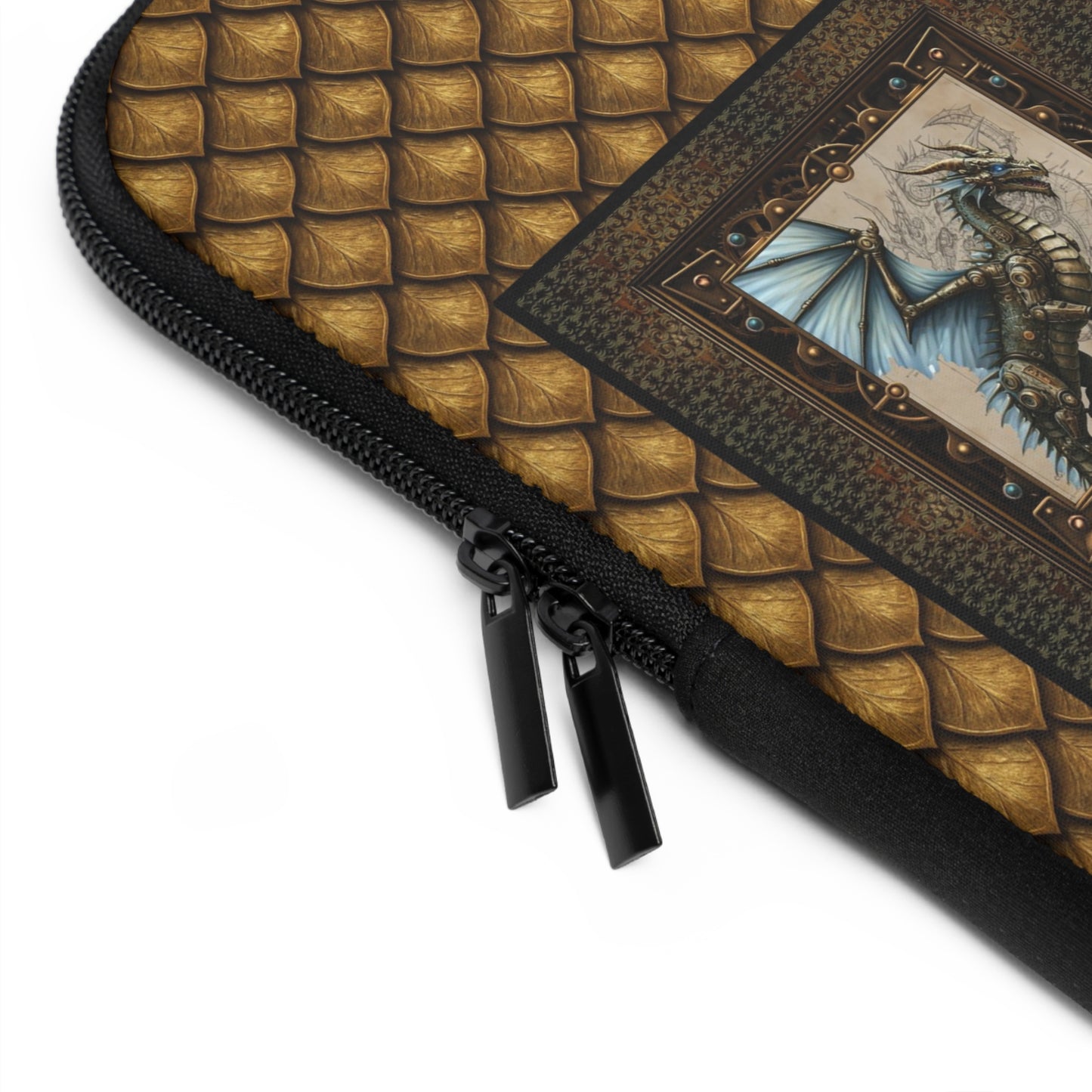 Laptop Sleeve (Sizes:  13", 15", 17"):  Steampunk Dragons [Dragon-Blue Wings]