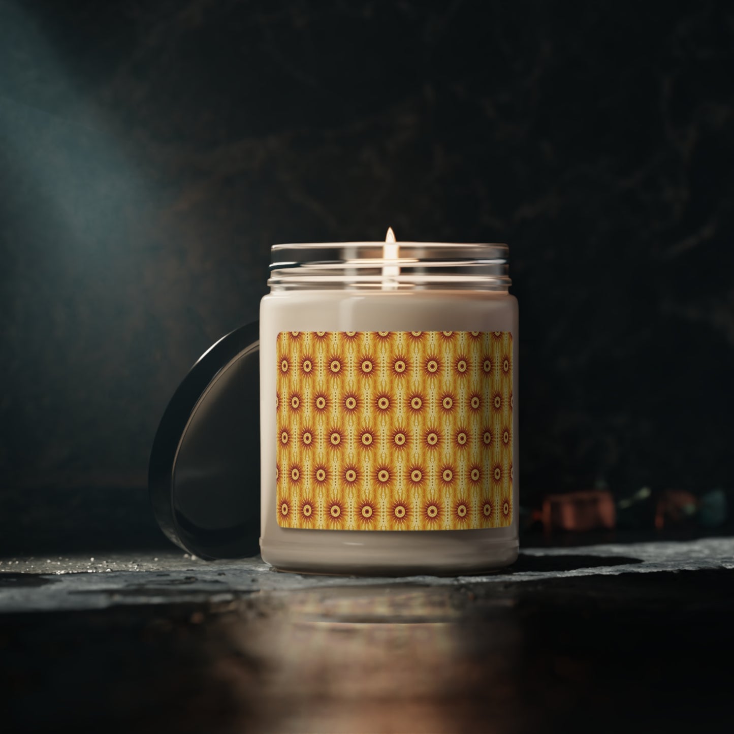 Scented Soy Candle ($18.65) - Celestial [Crimson/Yellow Sunbursts]