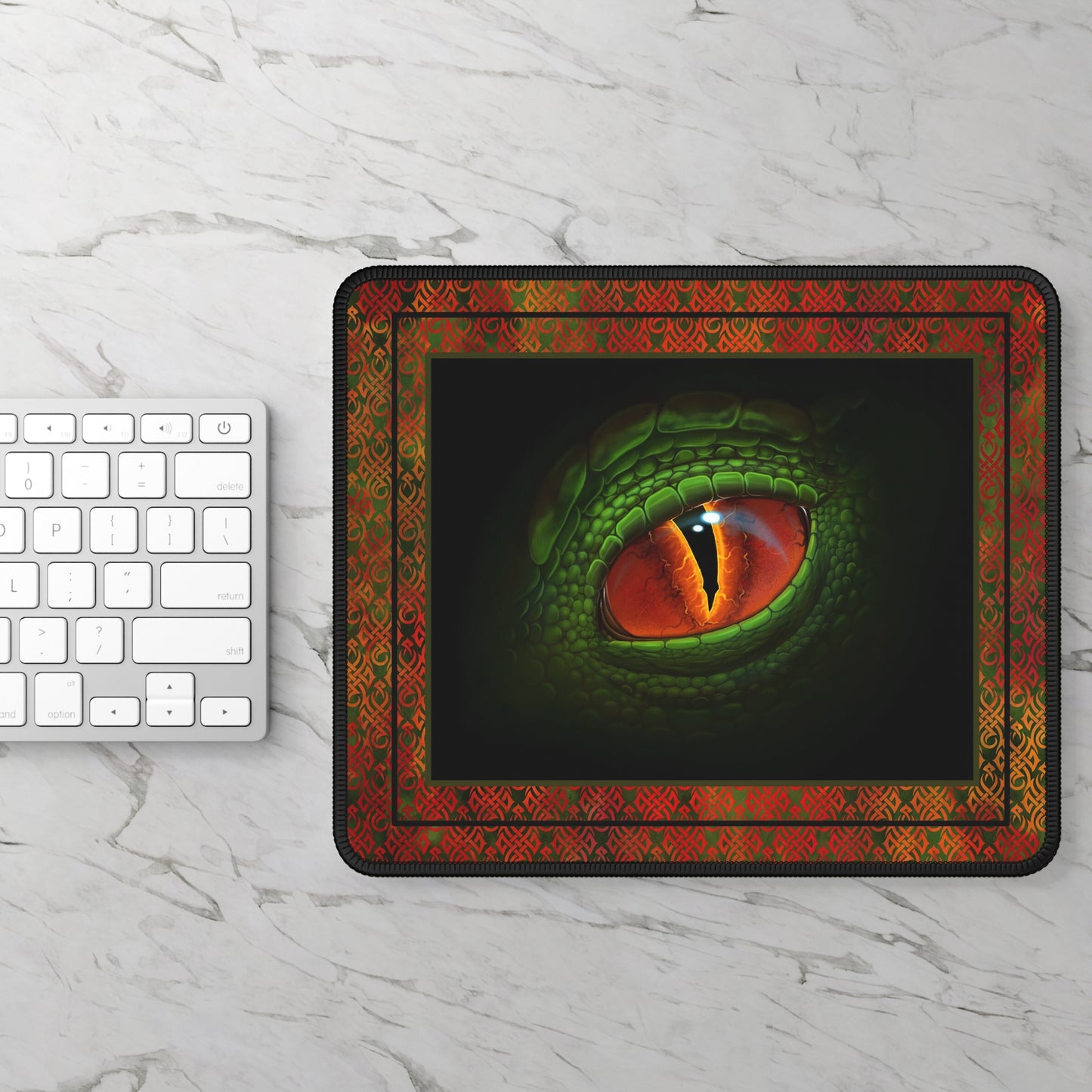 Mouse Pad-Gaming;  9x7 - "Dragons" [Fire Red-Green Eye] -