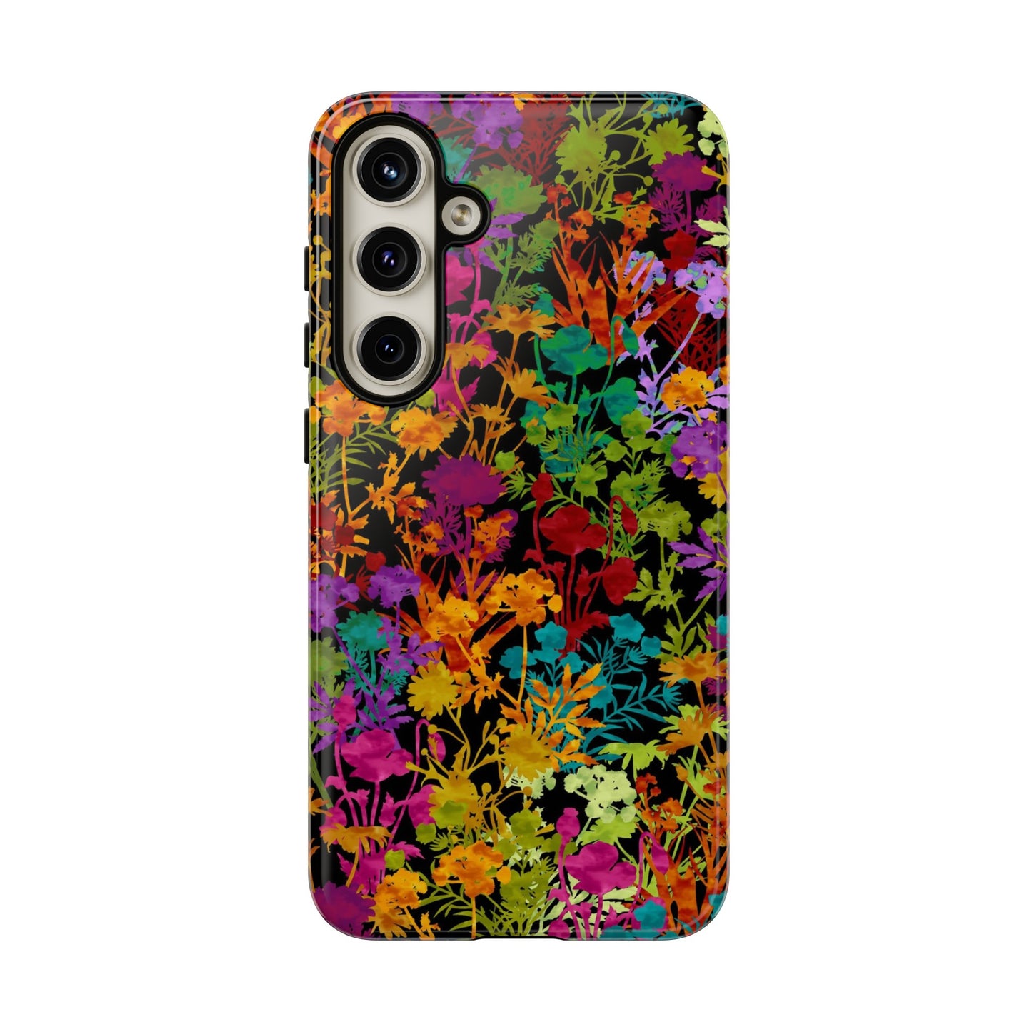 Samsung Galaxy Series Tough Case-Phone Case: Dreamscapes [Multi-Colored Flowers-Dark]