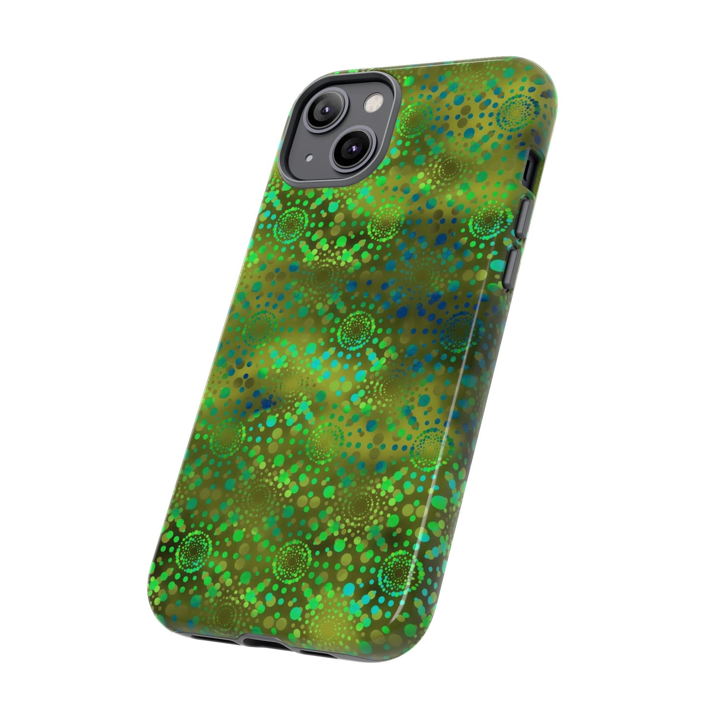 Apple I-Phone 14 (Series)-Tough Case-Phone Case: Dreamscapes [Green Kaleidoscopes]