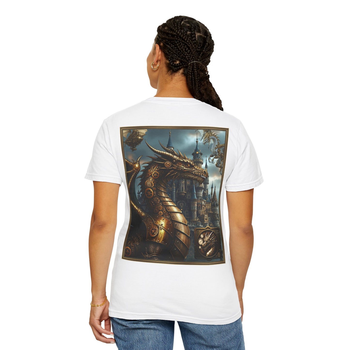 Unisex Heavy Cotton Tee:  "Steampunk Dynasty" [Steampunk Dragon]