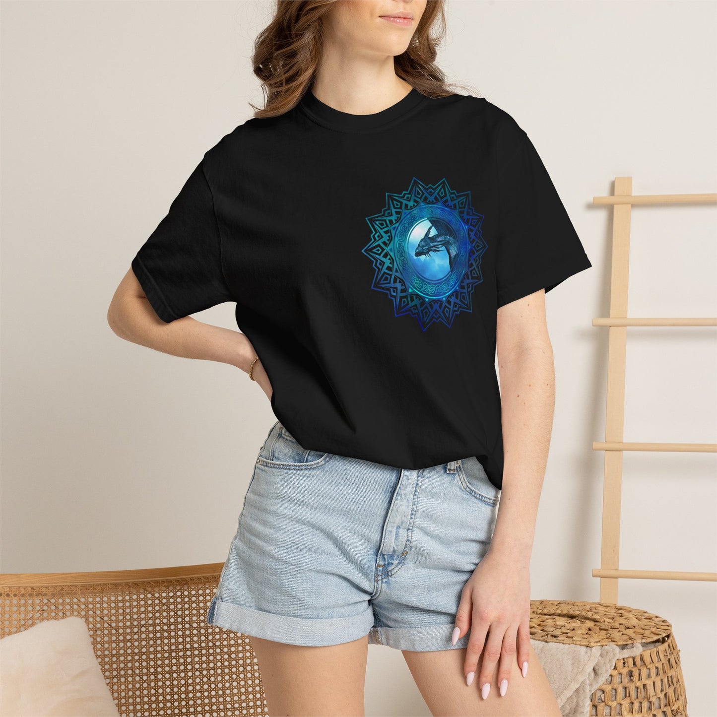 Unisex Heavy Cotton Tee:  "Dragons" [Blue Fury]