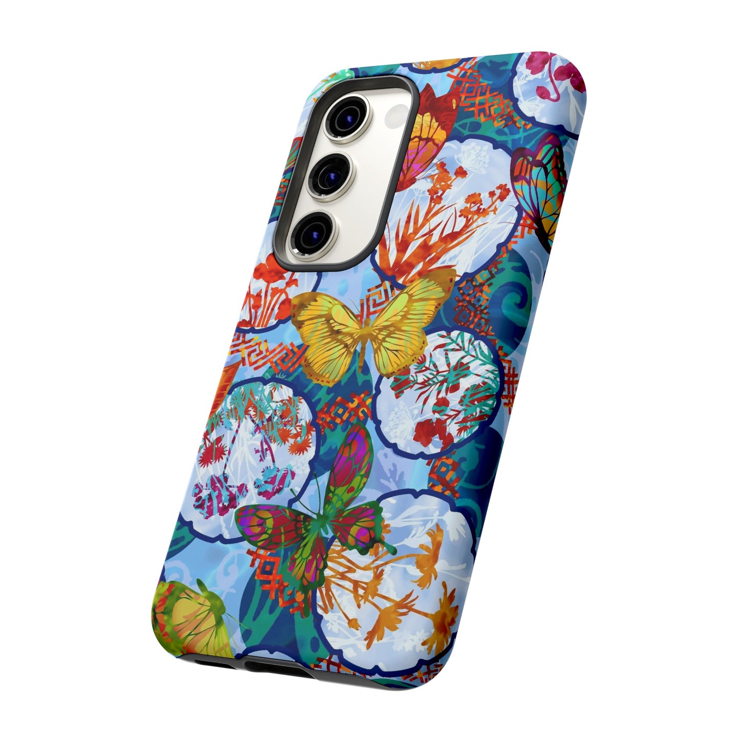 Samsung Galaxy Series Tough Case-Phone Case: Dragons [Light Blue Butterflies]