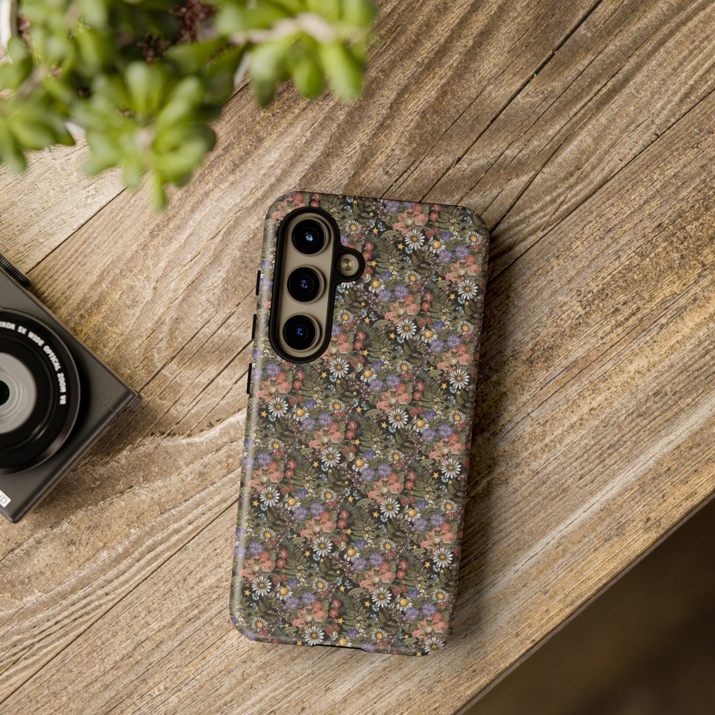 Samsung Galaxy Series Tough Case-Phone Case:  The Sun, The Moon, And The Stars [Celestial Flowers]