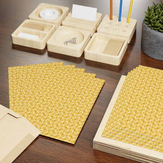 NOTE CARDS:  CELESTIAL [Moons and Stars - White/Yellow]