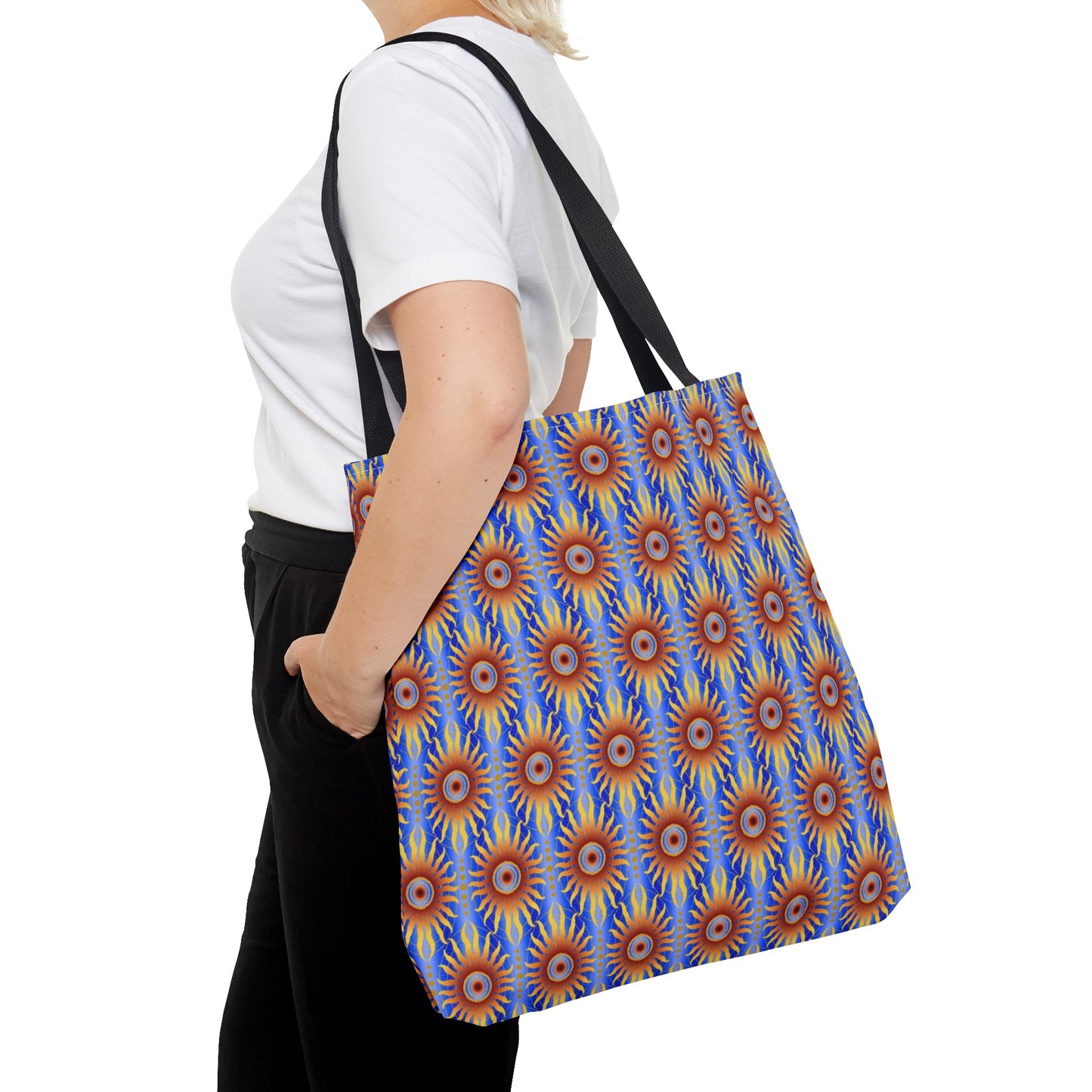 Tote Bag: Large:  ($24.23) - Celestial [Crimson/Blue-Sunbursts]