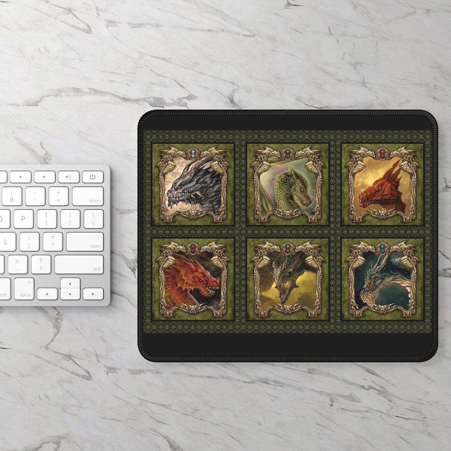 Mouse Pad-Gaming;  9x7 - "Dragons" [Dragon Heads]