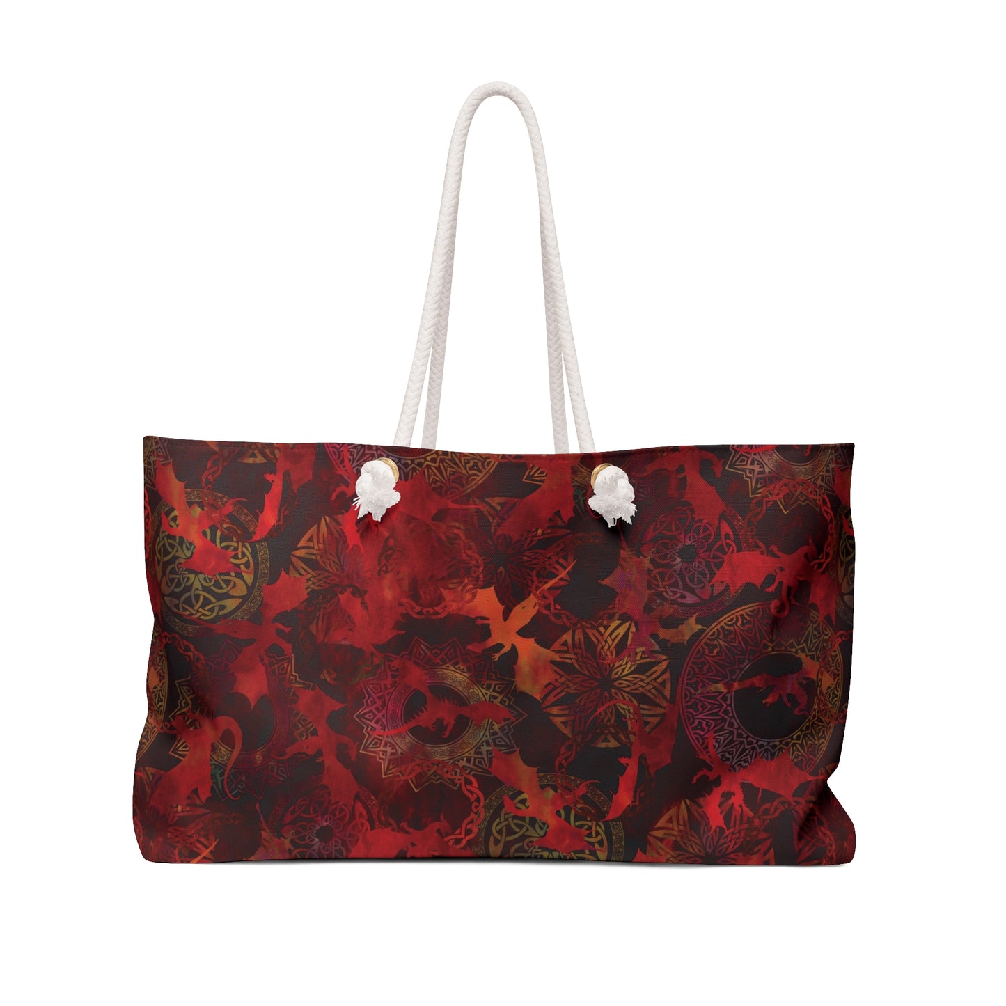 Weekender Tote Bag (Large):  Dragons [Red Panel]