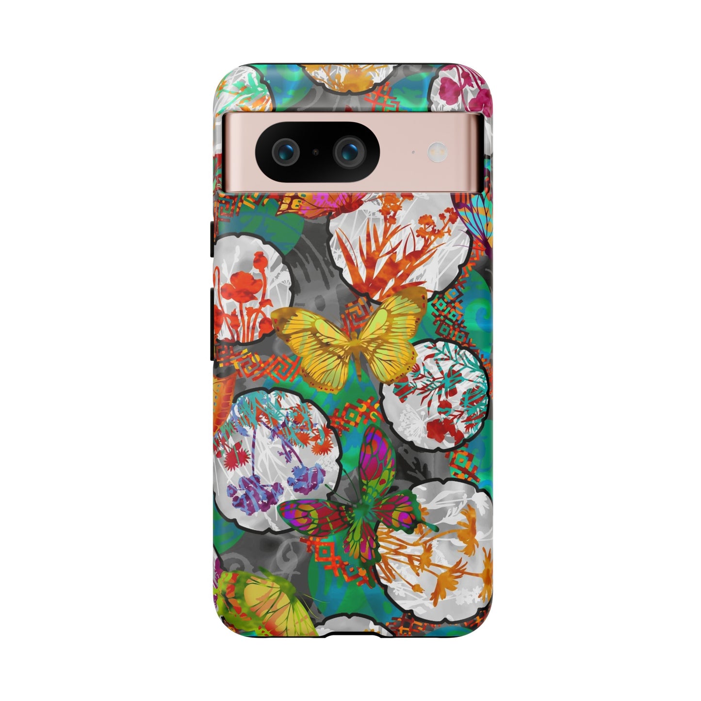 Android Google Pixel (Series) Tough Case-Phone Case:  Dreamscapes [Green Butterflies]