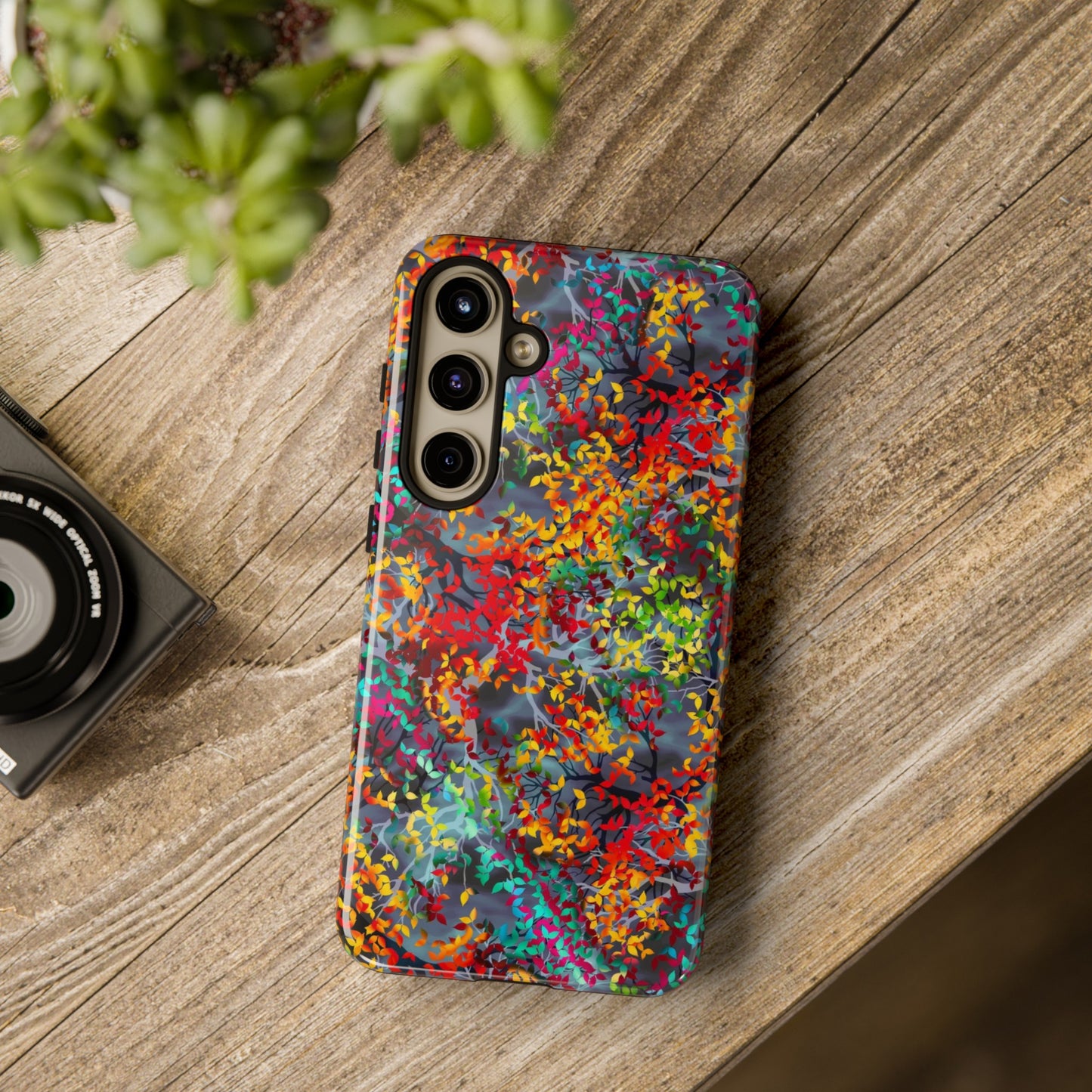 Samsung Galaxy Series Tough Case-Phone Case: Dreamscapes [Multi-Colored Leaves-Dark]