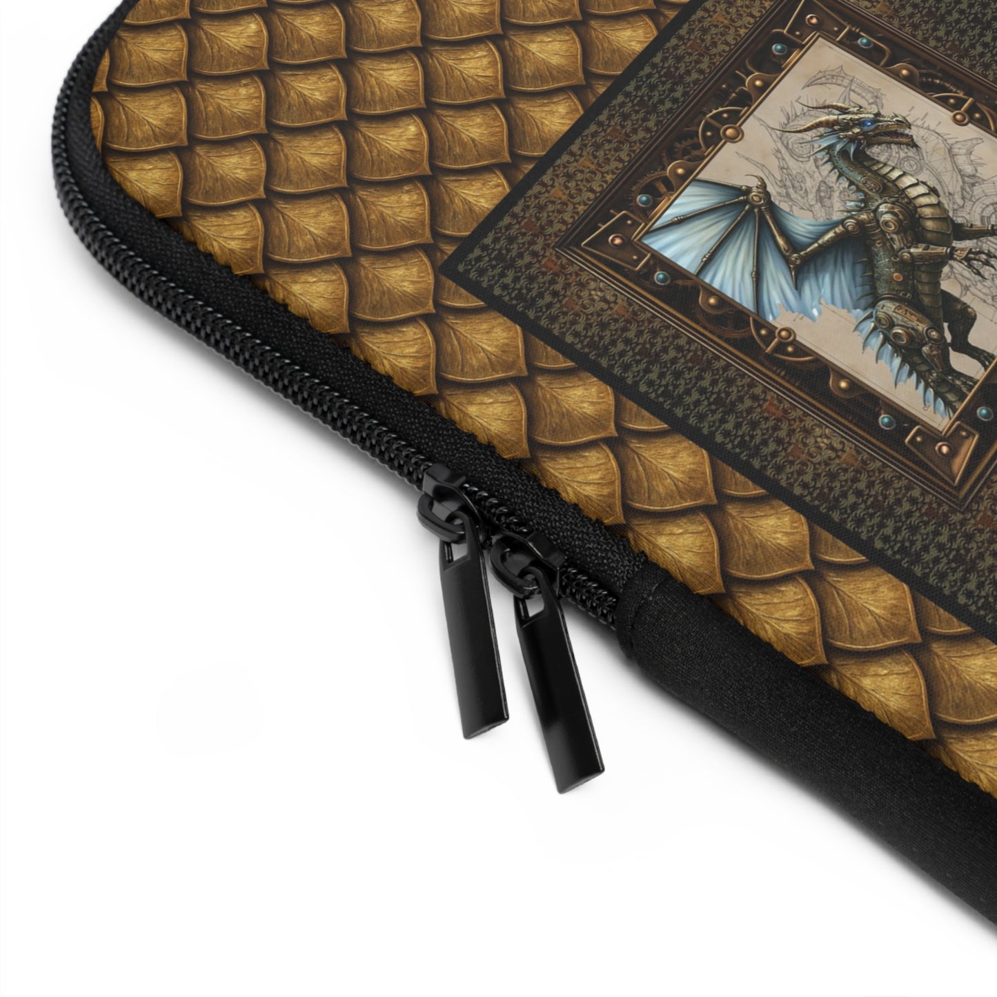 Laptop Sleeve (Sizes:  13", 15", 17"):  Steampunk Dragons [Dragon-Blue Wings]