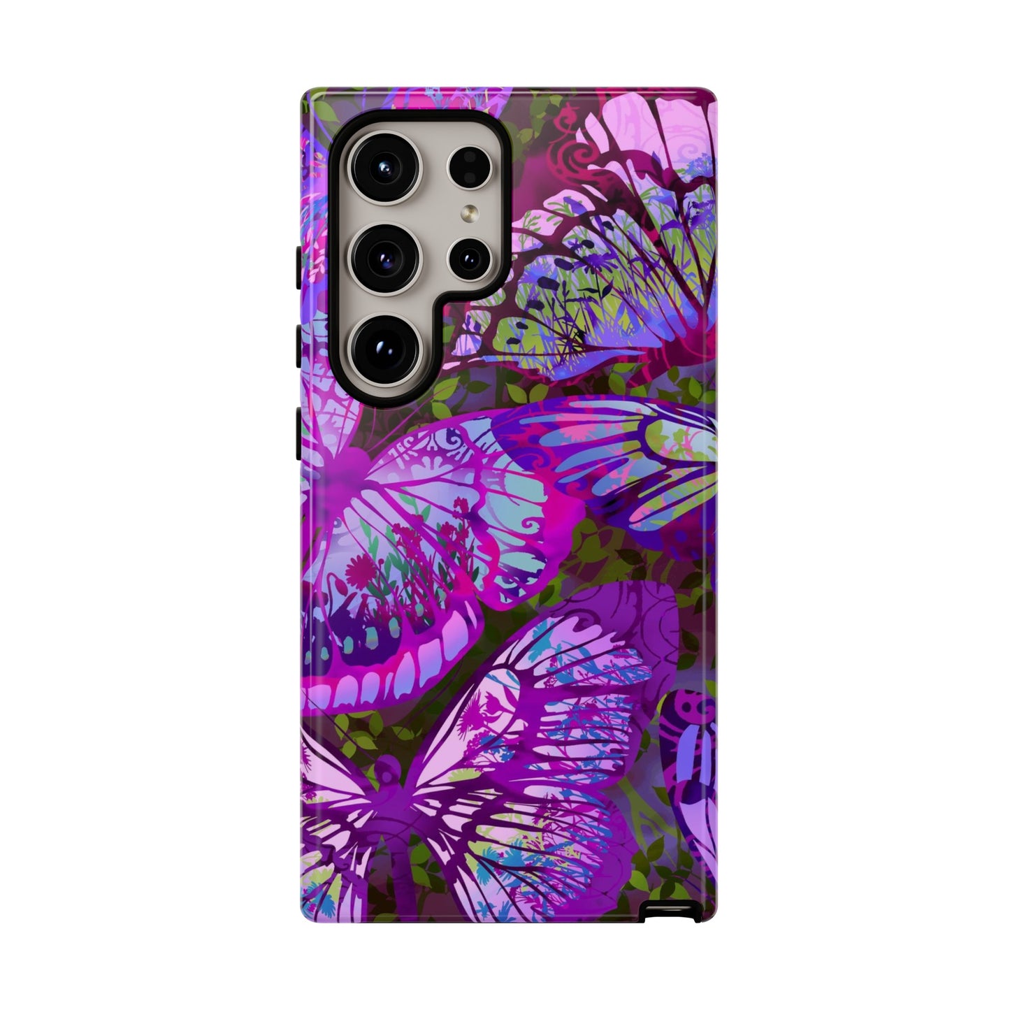 Samsung Galaxy Series Tough Case-Phone Case: Dragons [Dark Purple Butterflies]