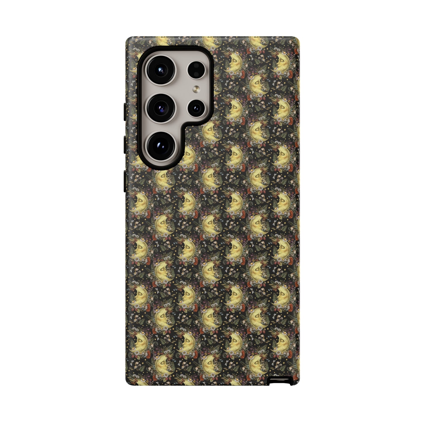 Samsung Galaxy Series Tough Case-Phone Case: The Sun, The Moon, And The Stars [Moon With Flowers]