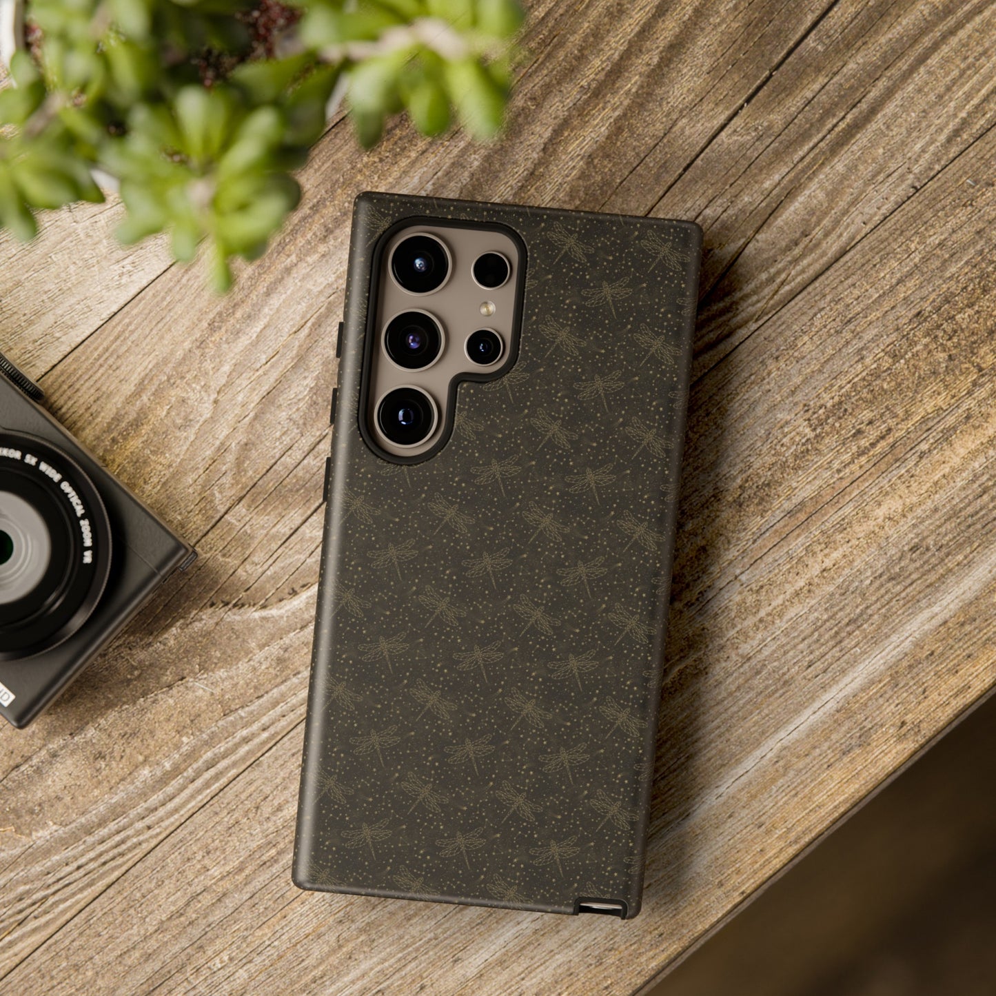 Samsung Galaxy Series Tough Case-Phone Case: The Sun, The Moon, And The Stars [Gold Dragonflies]