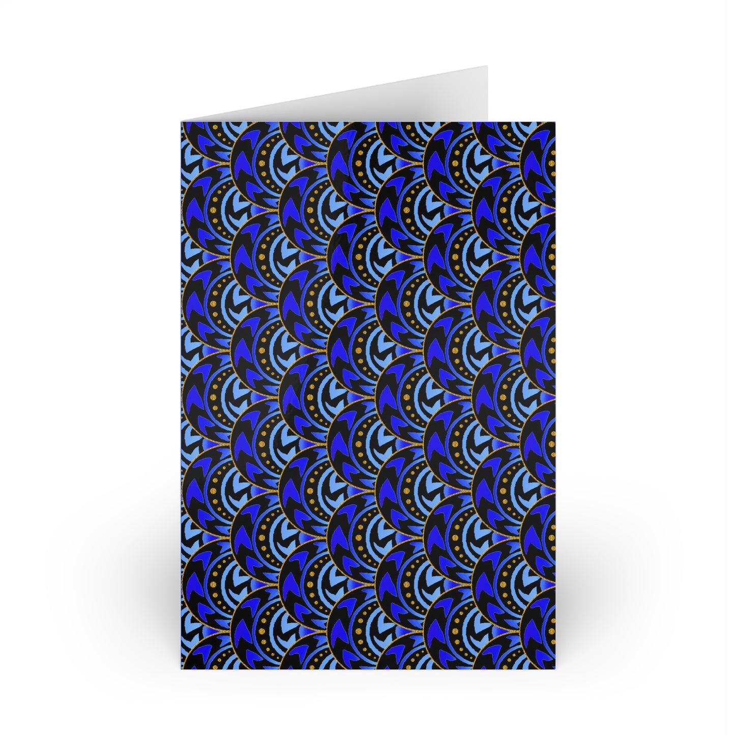 NOTE CARDS: CELSTIAL [Scallops:  Blue/Gold]