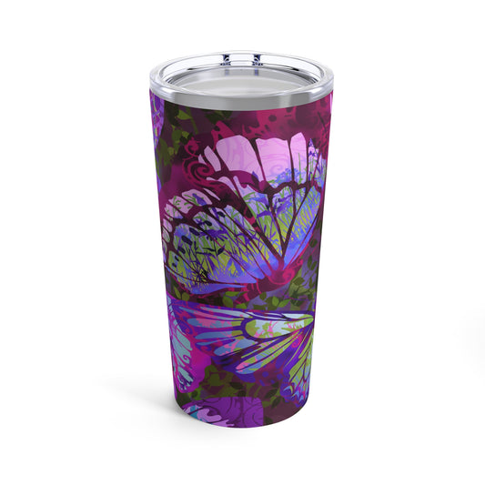 Thermal Tumbler:  20 oz:  Dreamscapes-Purple Butterflies