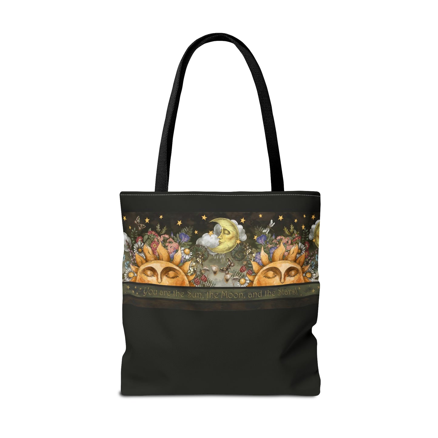 Tote Bag:  large-18x18;  "The Sun, The Moon, and the Stars" [Border]