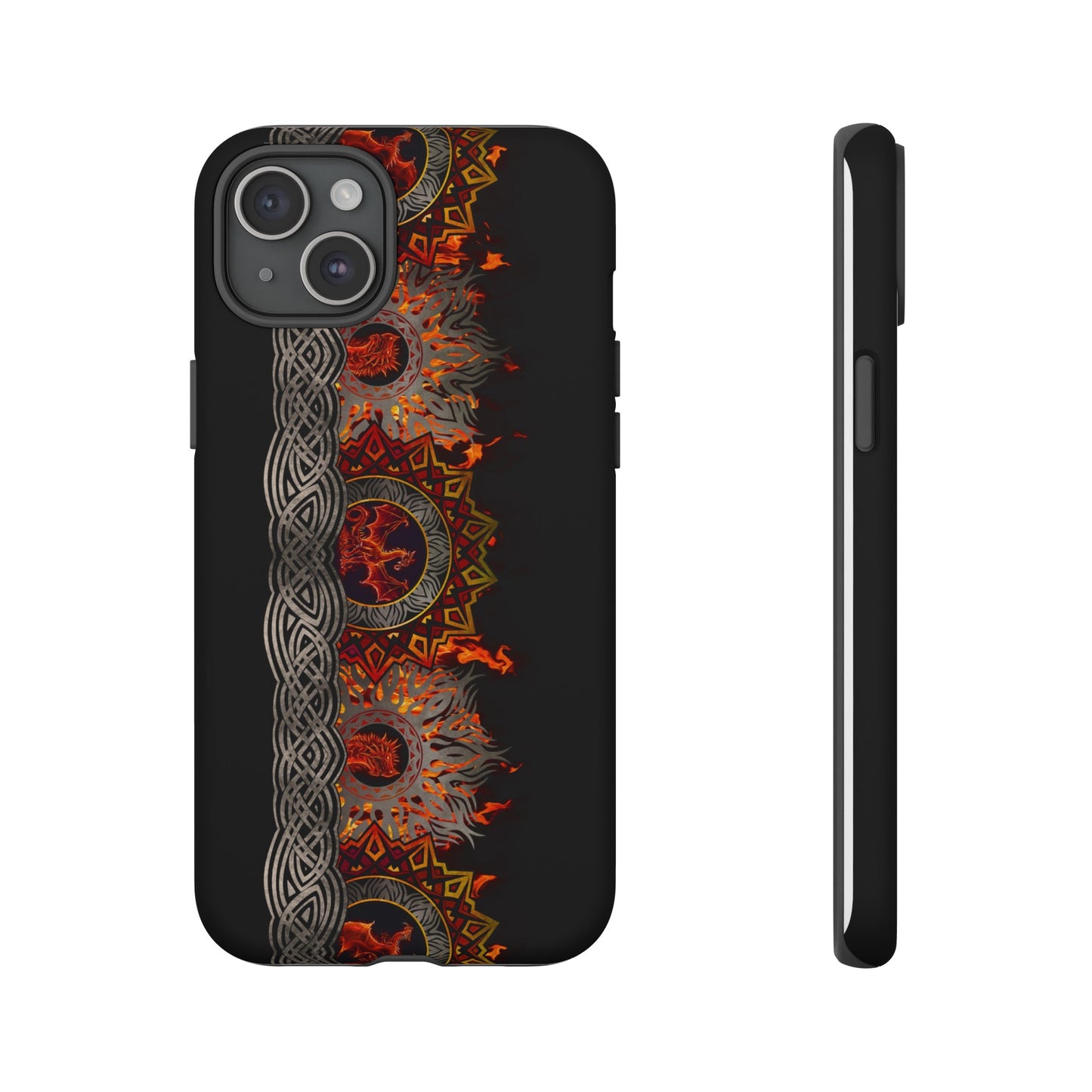 Apple I-Phone 15 (Series)-Tough Case-Phone Case:  Dragons [Red Fury Border]