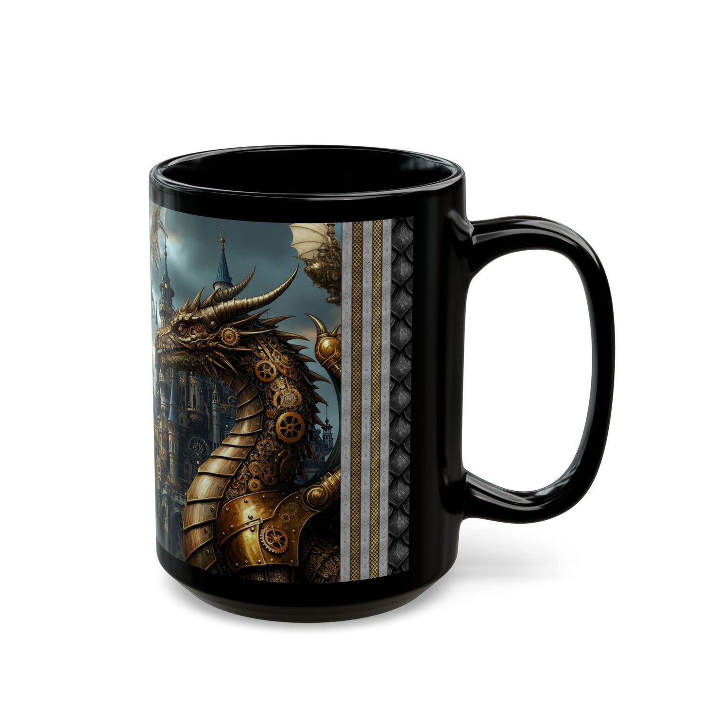Black Mug-15oz:  "Dragons Steampunk 2" Panel