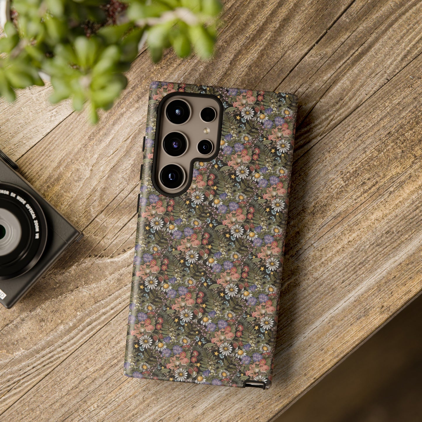 Samsung Galaxy Series Tough Case-Phone Case:  The Sun, The Moon, And The Stars [Celestial Flowers]