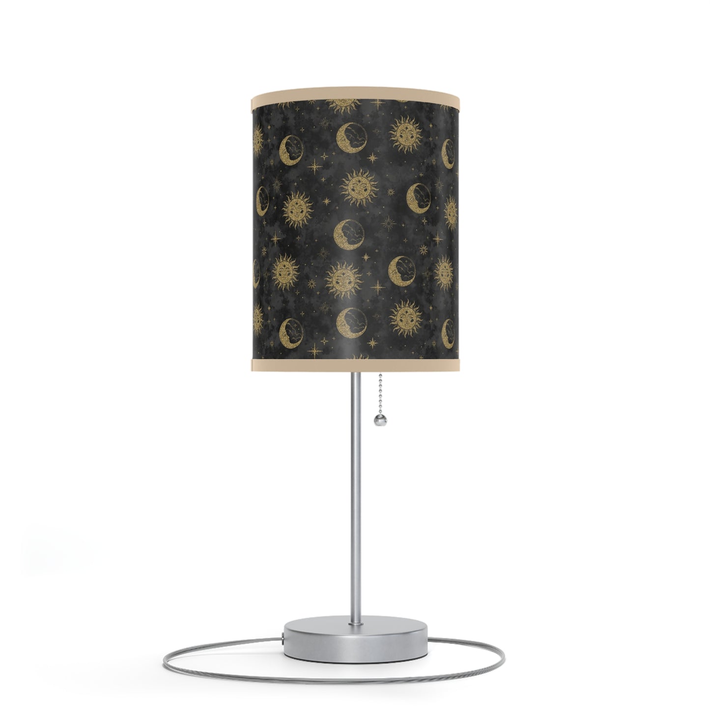 Table Lamp: Silver Base; The Sun, The Moon, and The Stars [Gold Suns and Moons]