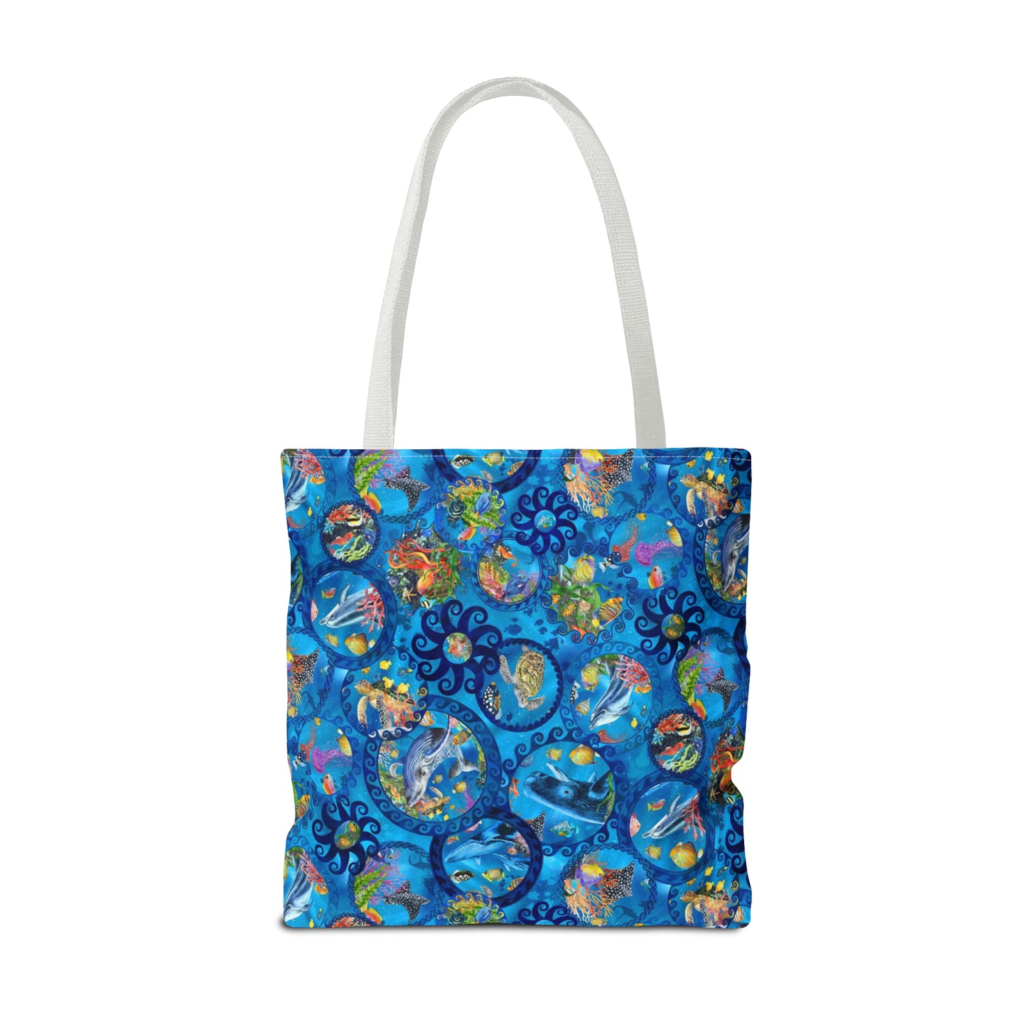 Tote Bag:  large-18x18;  "Calypso" [Sea Life Panel-Circles]