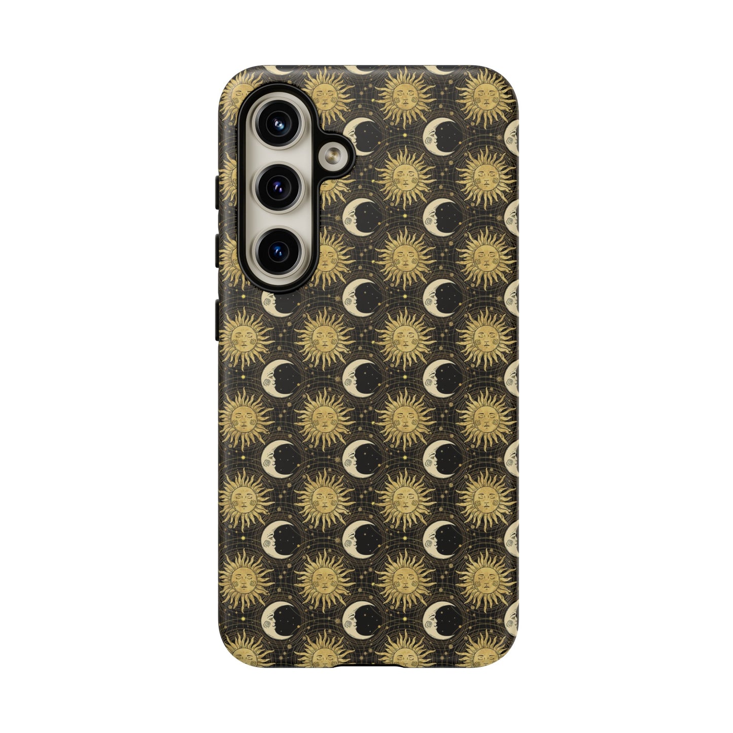 Samsung Galaxy Series Tough Case-Phone Case: The Sun, The Moon, And The Stars [Gold Sun, Moon Face]