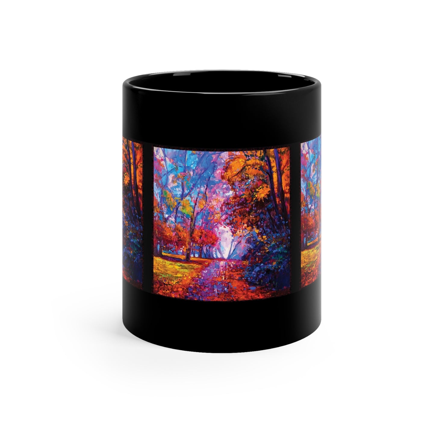 Ceramic Mug:  Black;  Year of Art [Fall Path]