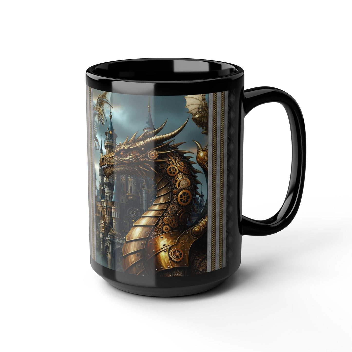 Black Mug-15oz:  "Dragons Steampunk 2" Panel