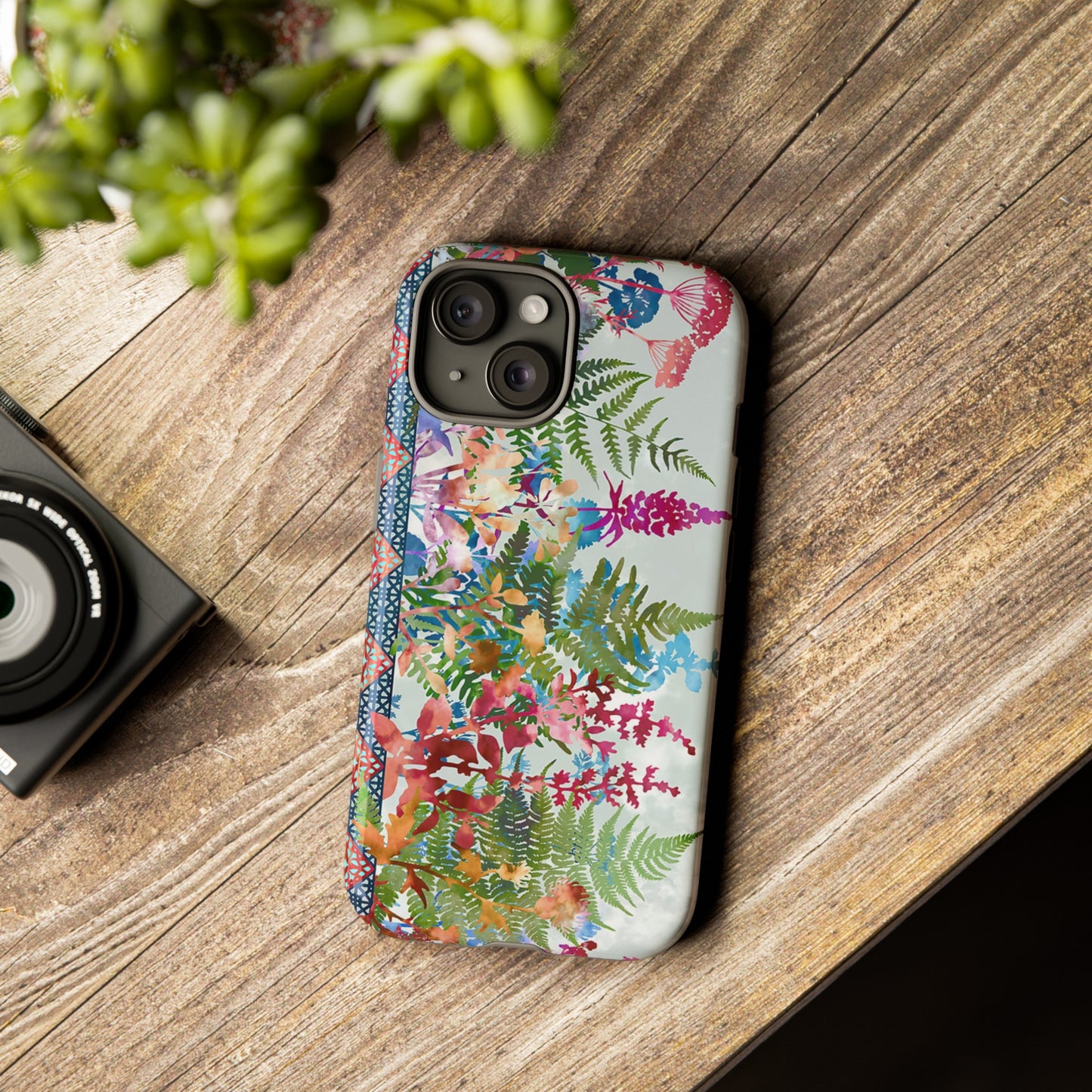 Apple I-Phone 15 (Series) Tough Case-Phone Case:  Haven [Lite Blue Border]