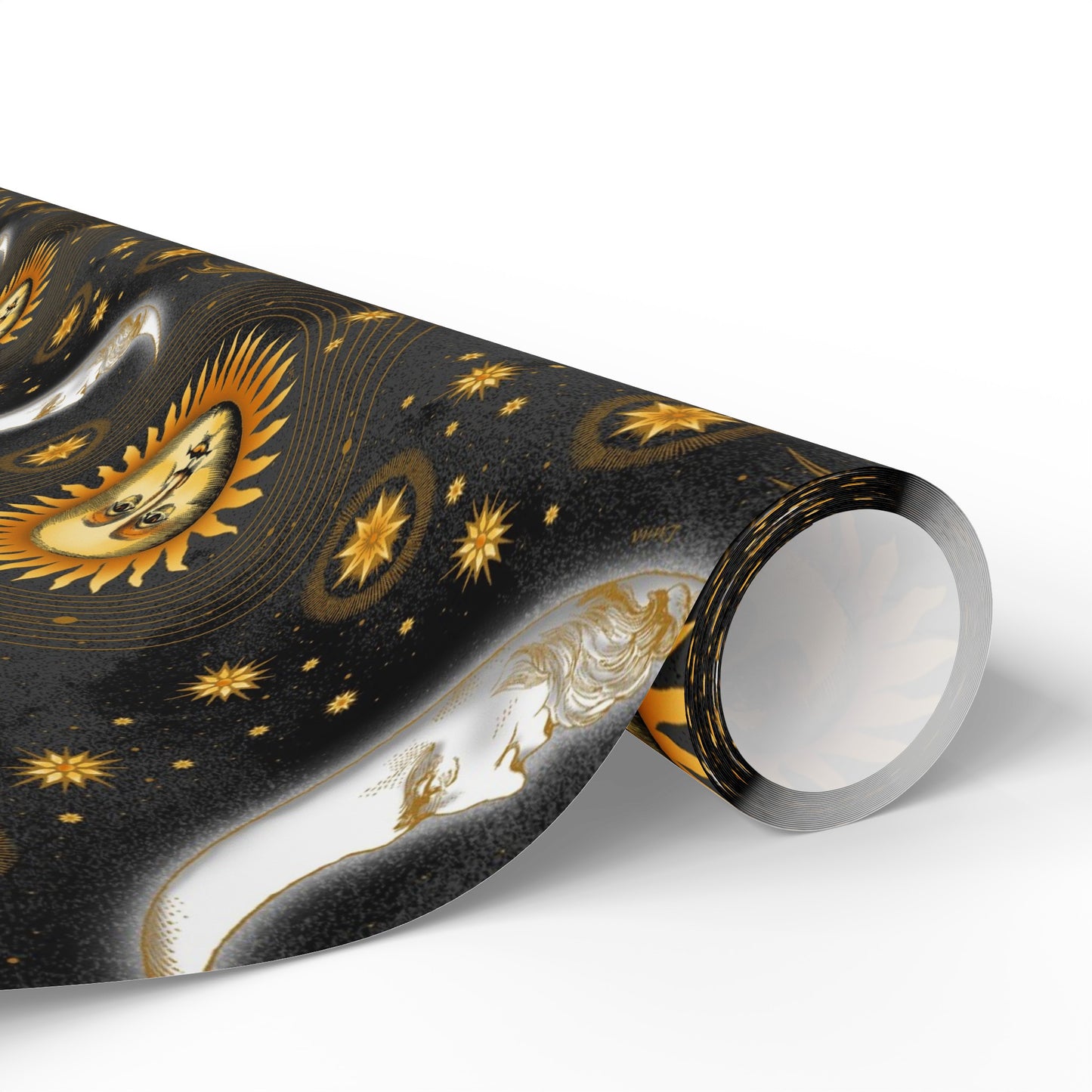 Wrapping Paper:  Celestial [Black-Haze Suns/Moons]