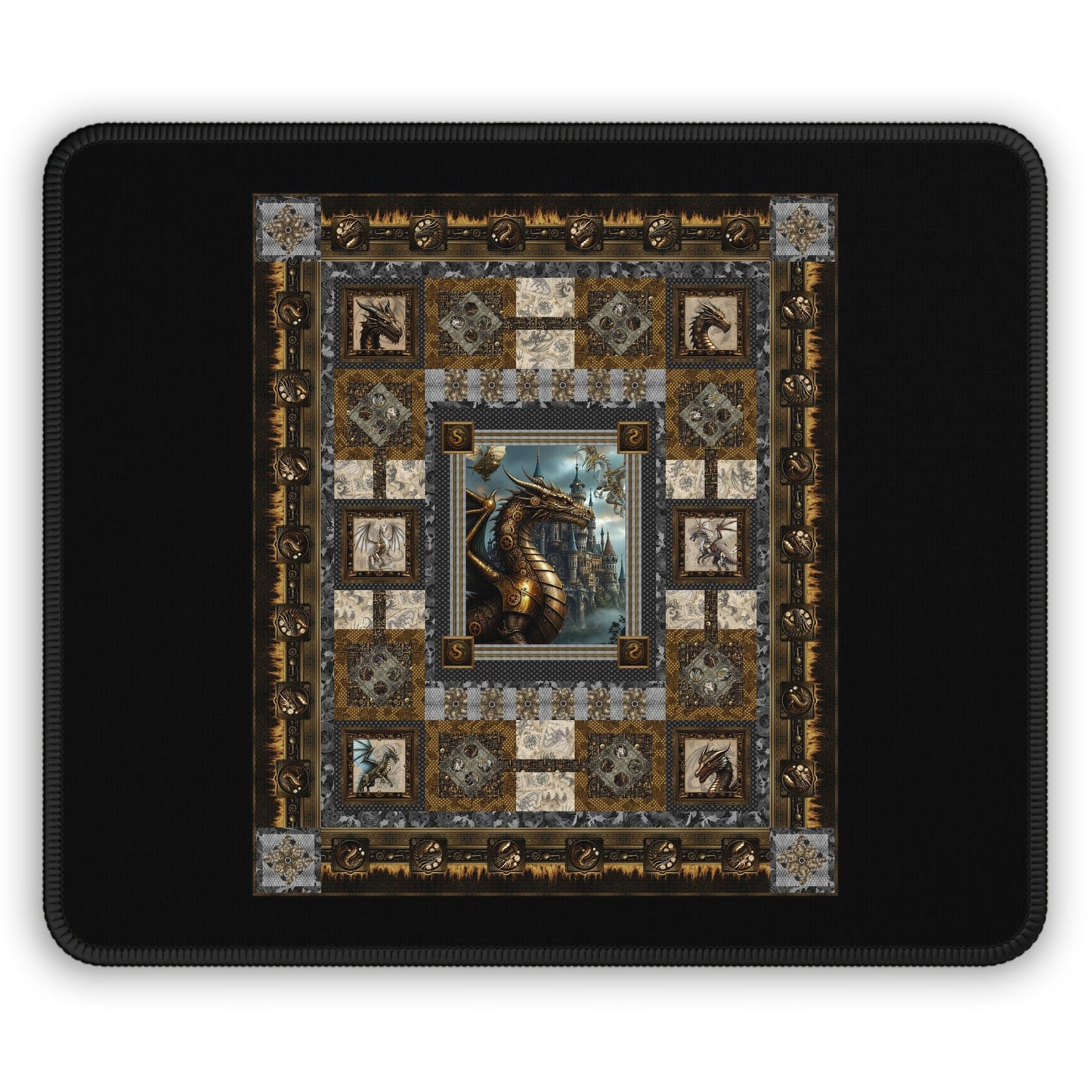 Mouse Pad-Gaming;  9x7:  Steampunk Dragon [Quilt Pattern]