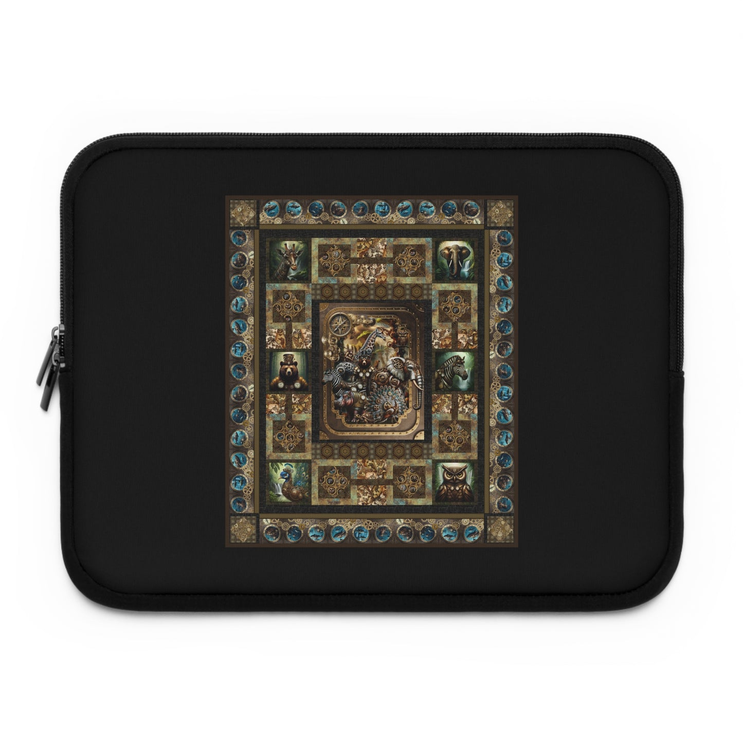 Laptop Sleeve (Sizes: 13", 15", 17"):  Steampunk Menagerie [Animals-Quilt]