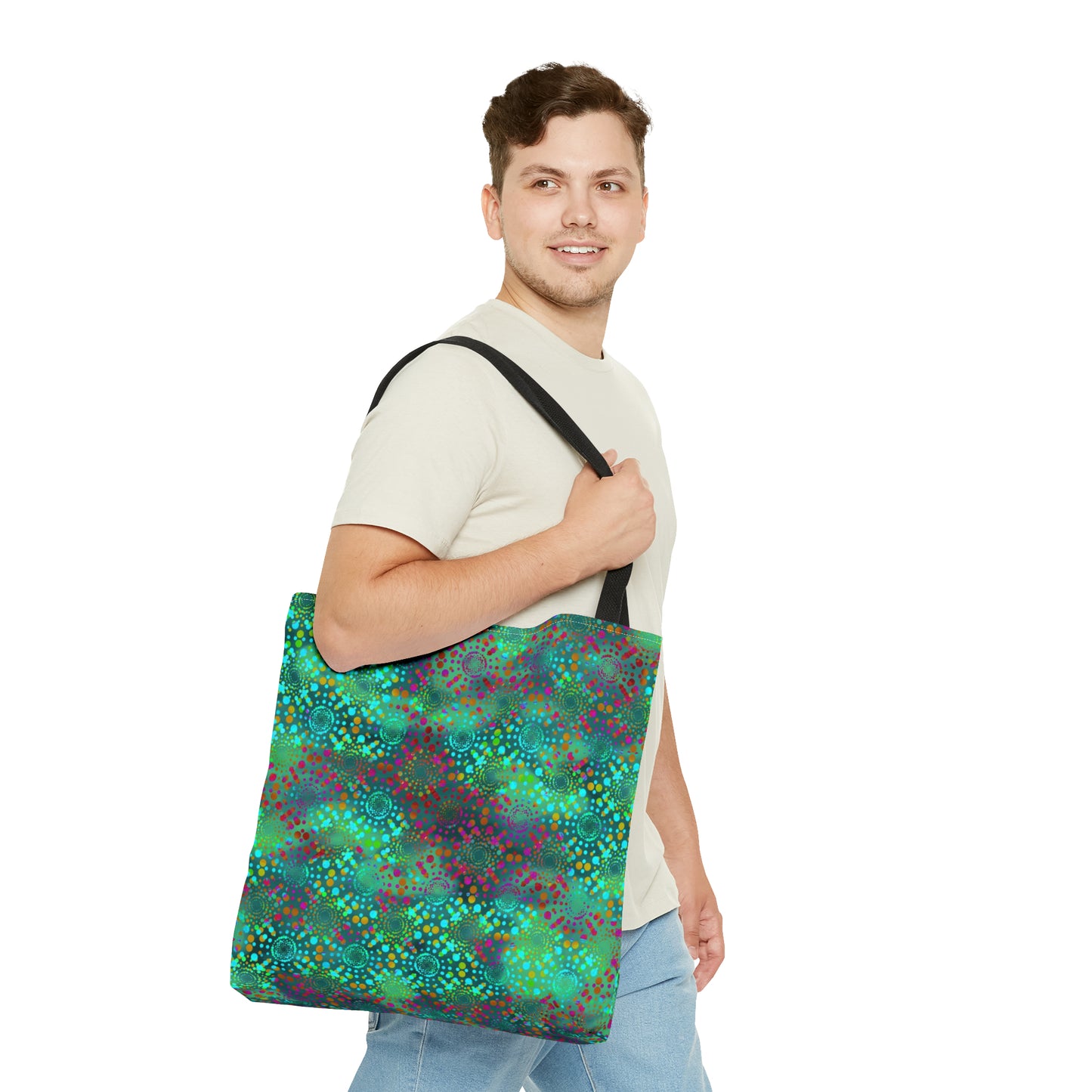 Tote Bag: Large-18x18: Dreamscapes [Teal Kaleidoscope]